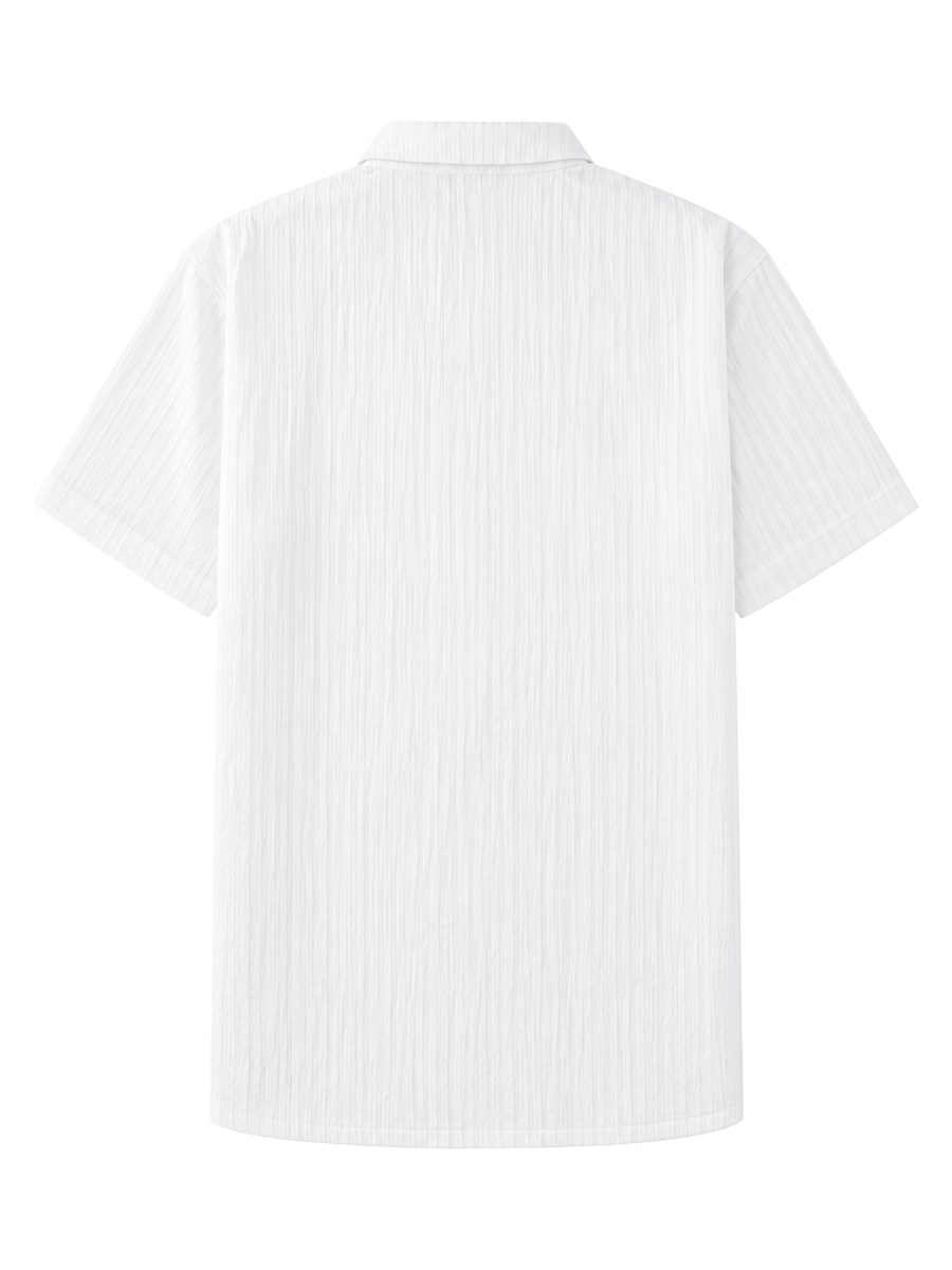 Camicia a maniche corte in seersucker a righe