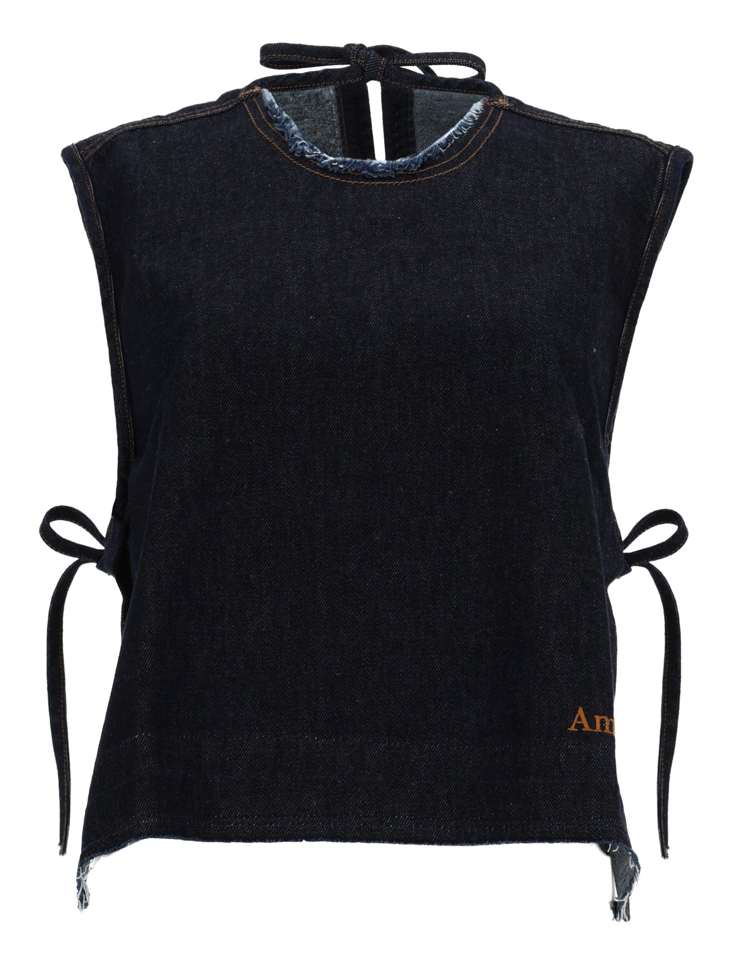 Amish Denim Sleeveless Top In Blue