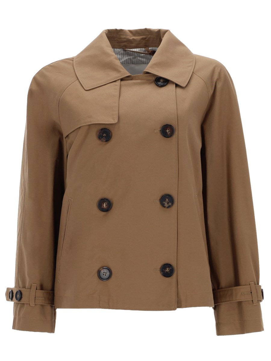 TRENCH CORTO IN TWILL ANTIGOCCIA 