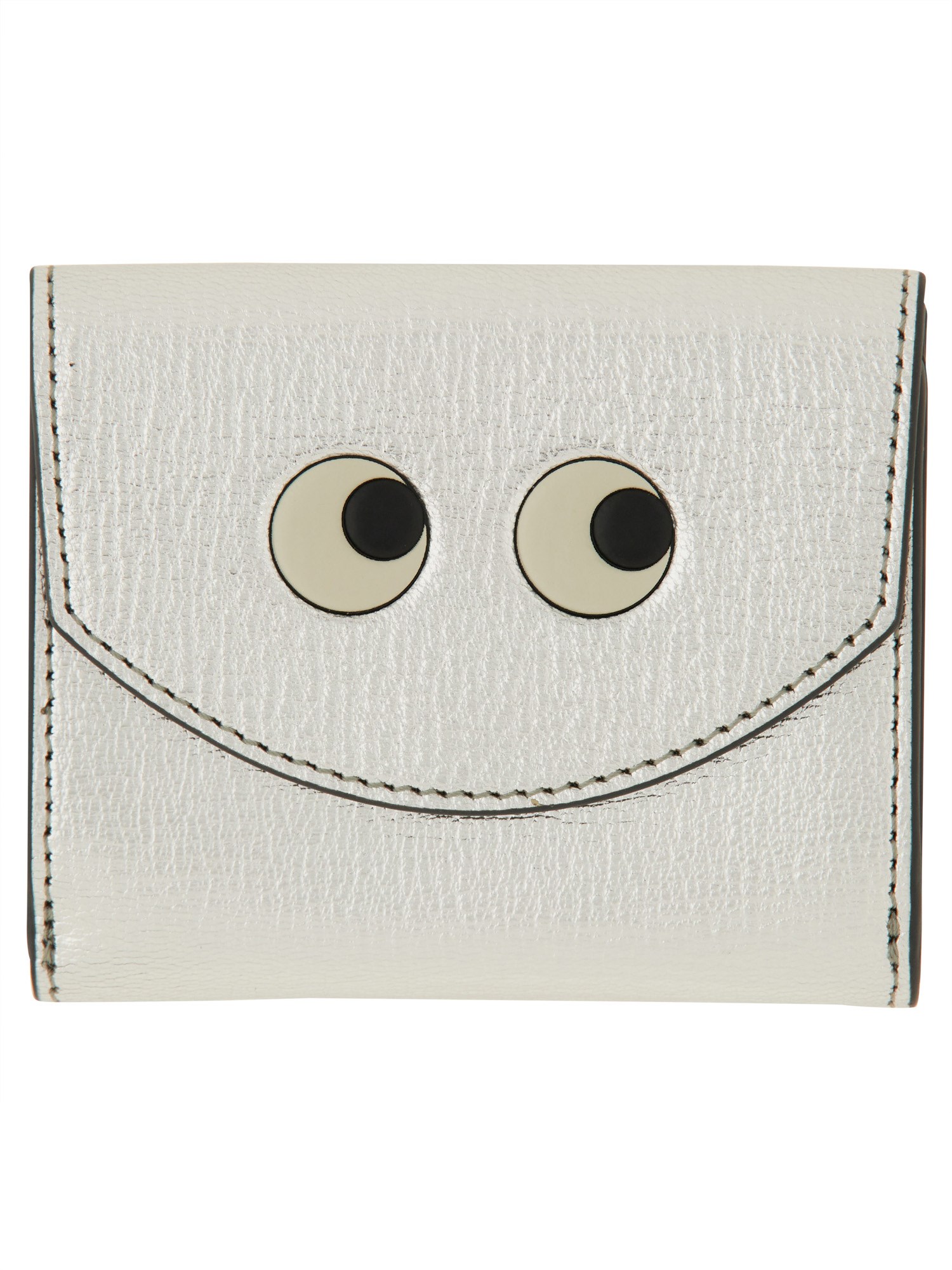Anya Hindmarch Trifold Mini "eyes" Wallet In Silver