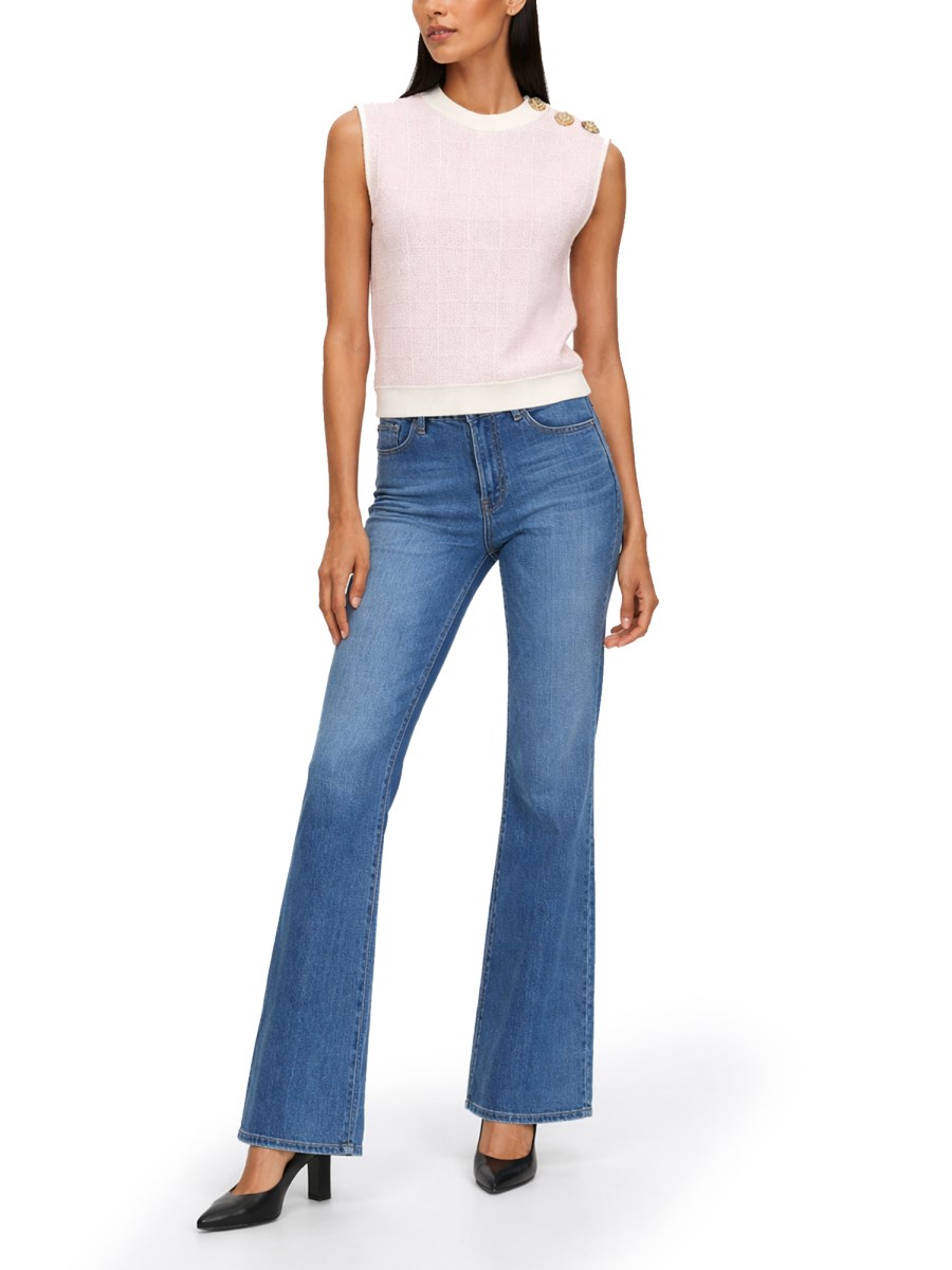 TOP SMANICATO CON BOTTONI GIOIELLO