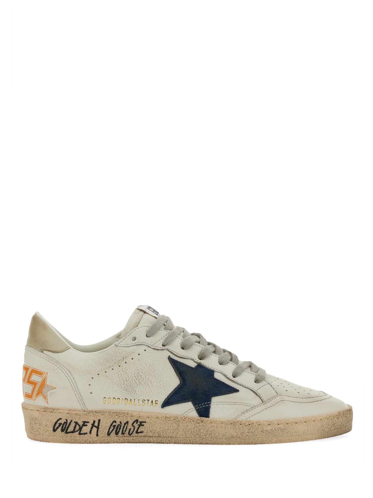Golden Goose Ballstar Nappa Upper Toe And Spur Suede Star Leather Heel Sneakers Beige In White