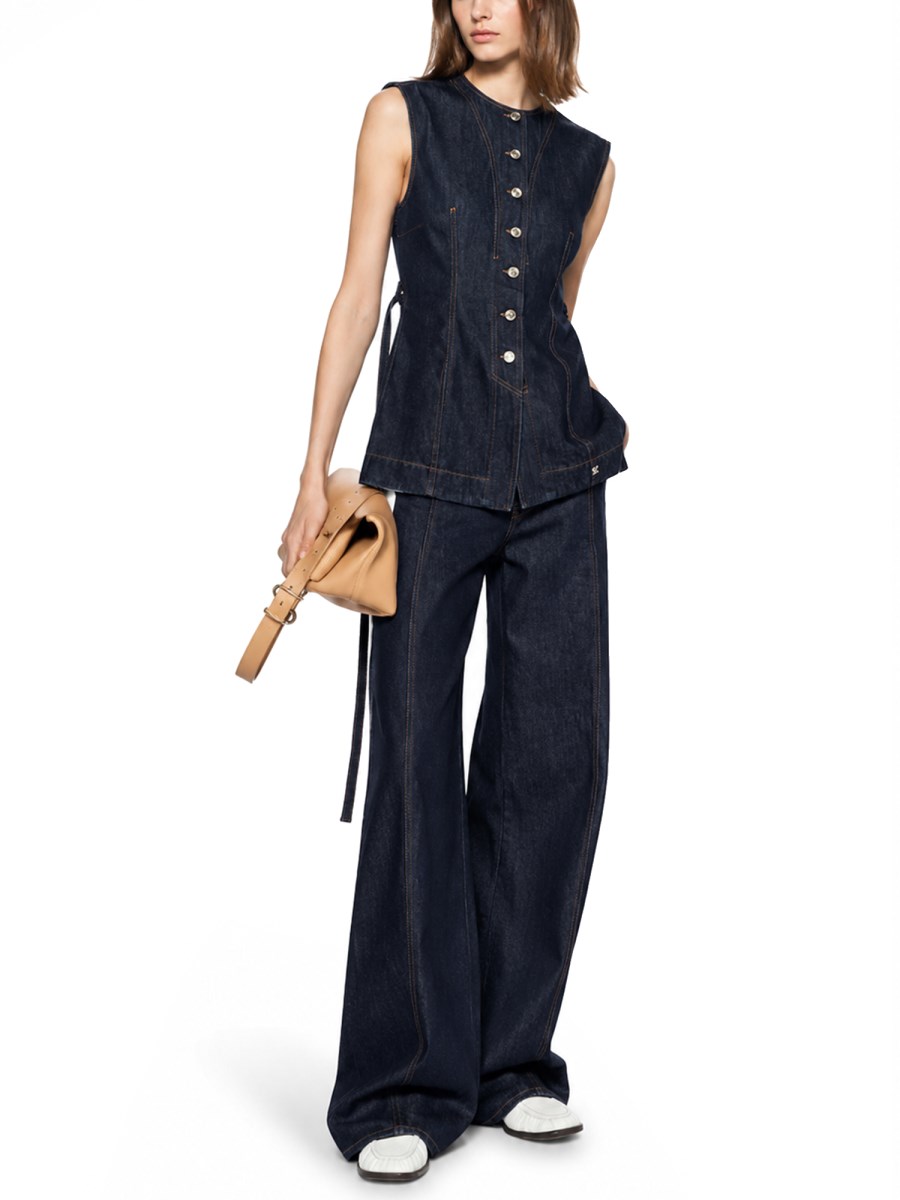 TOP SMANICATO IN DENIM