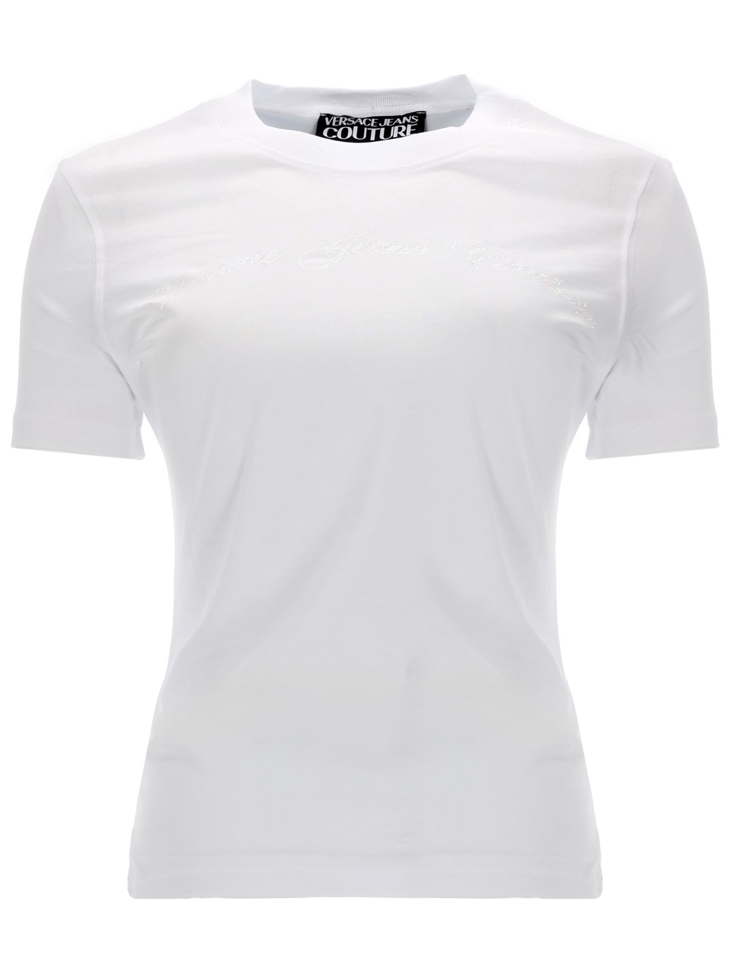 versace jeans couture t-shirt con logo glitterato