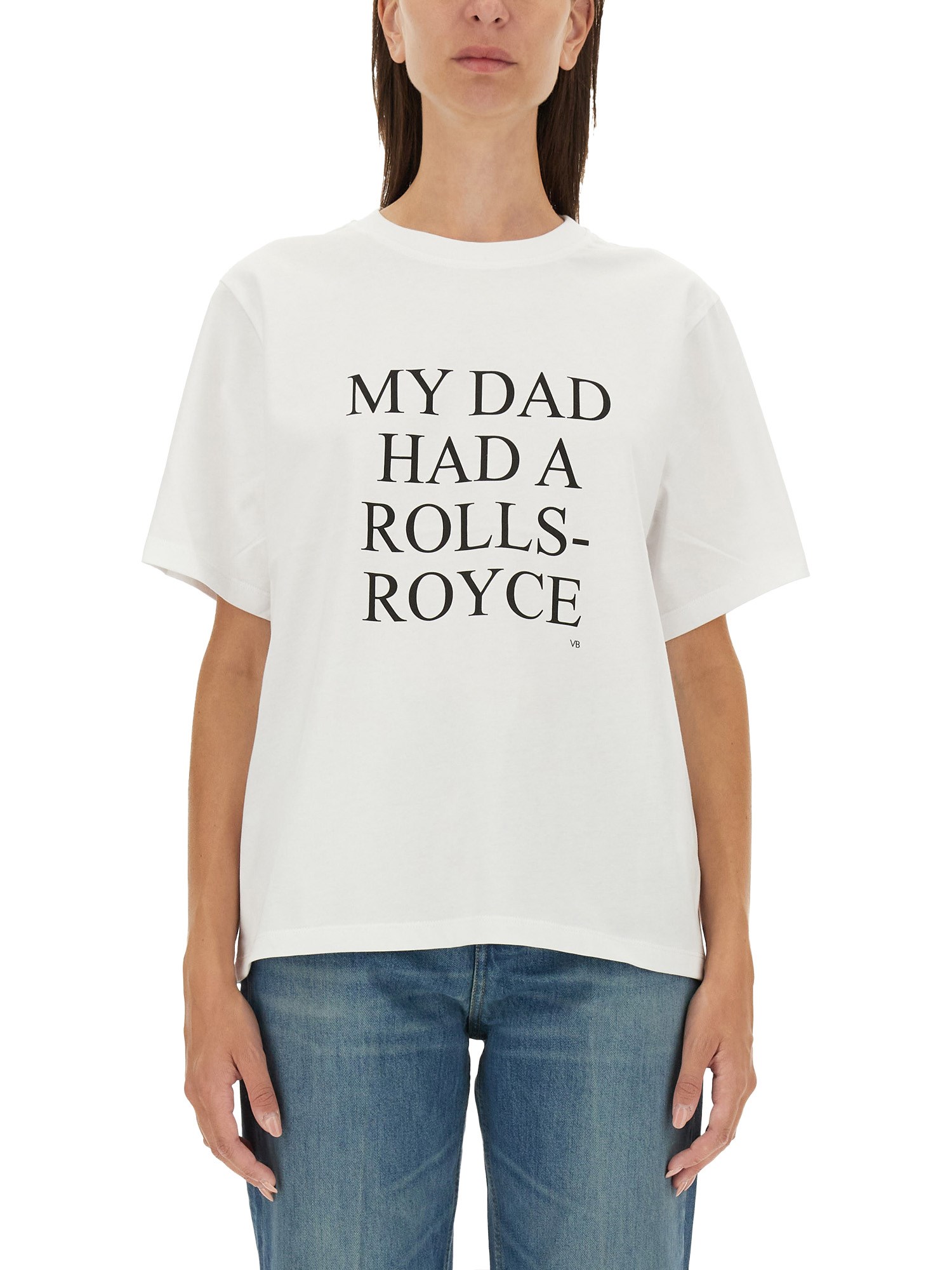 Victoria Beckham Womens White My Dad Had A Rolls-royce Cotton-jersey T-shirt Xl