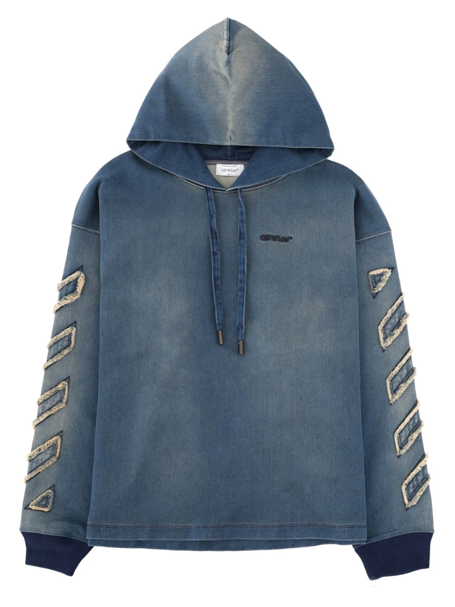 FELPA IN DENIM CON DETTAGLI DIAG