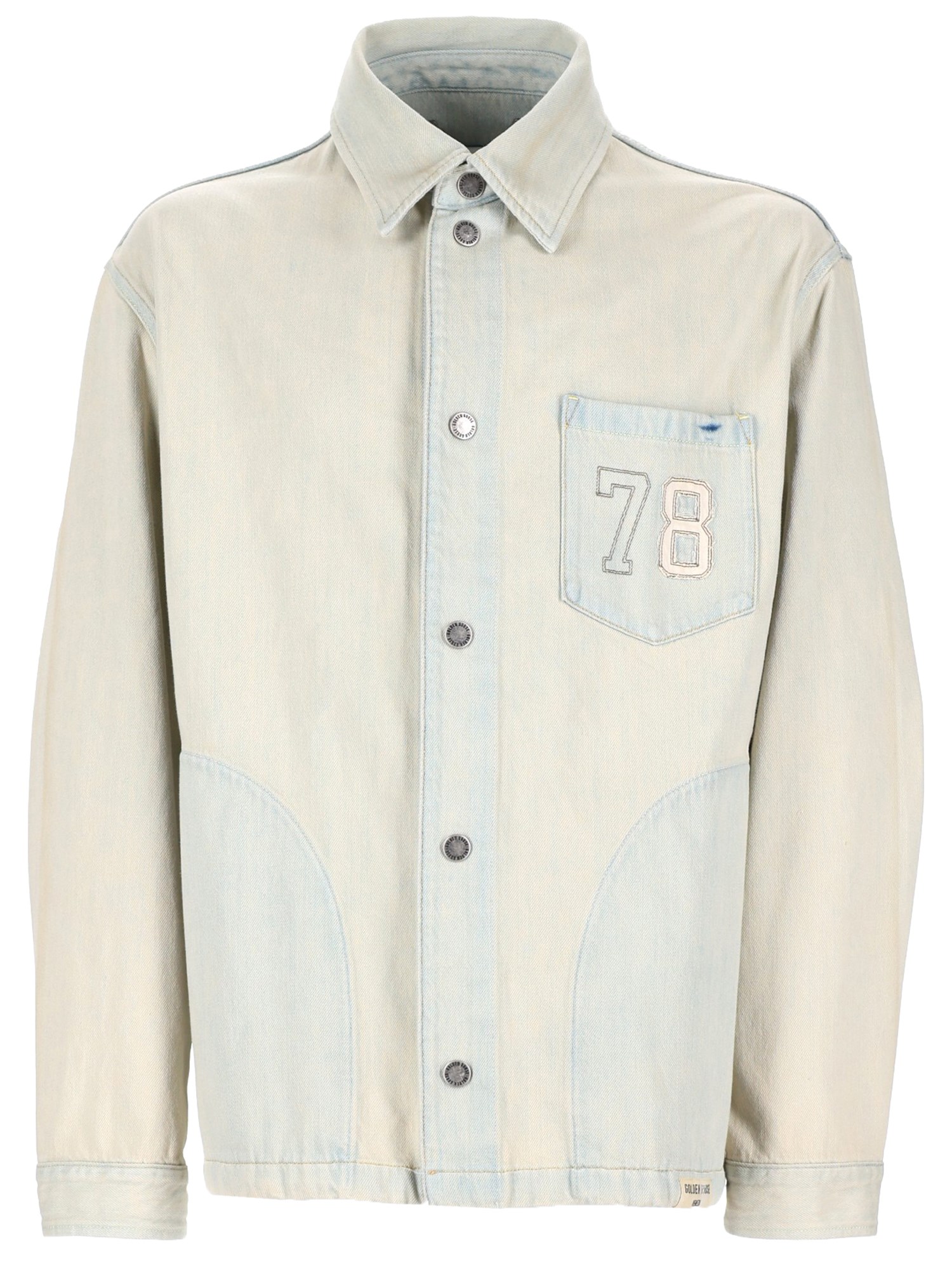 golden goose giacca in denim con tasca ricamata