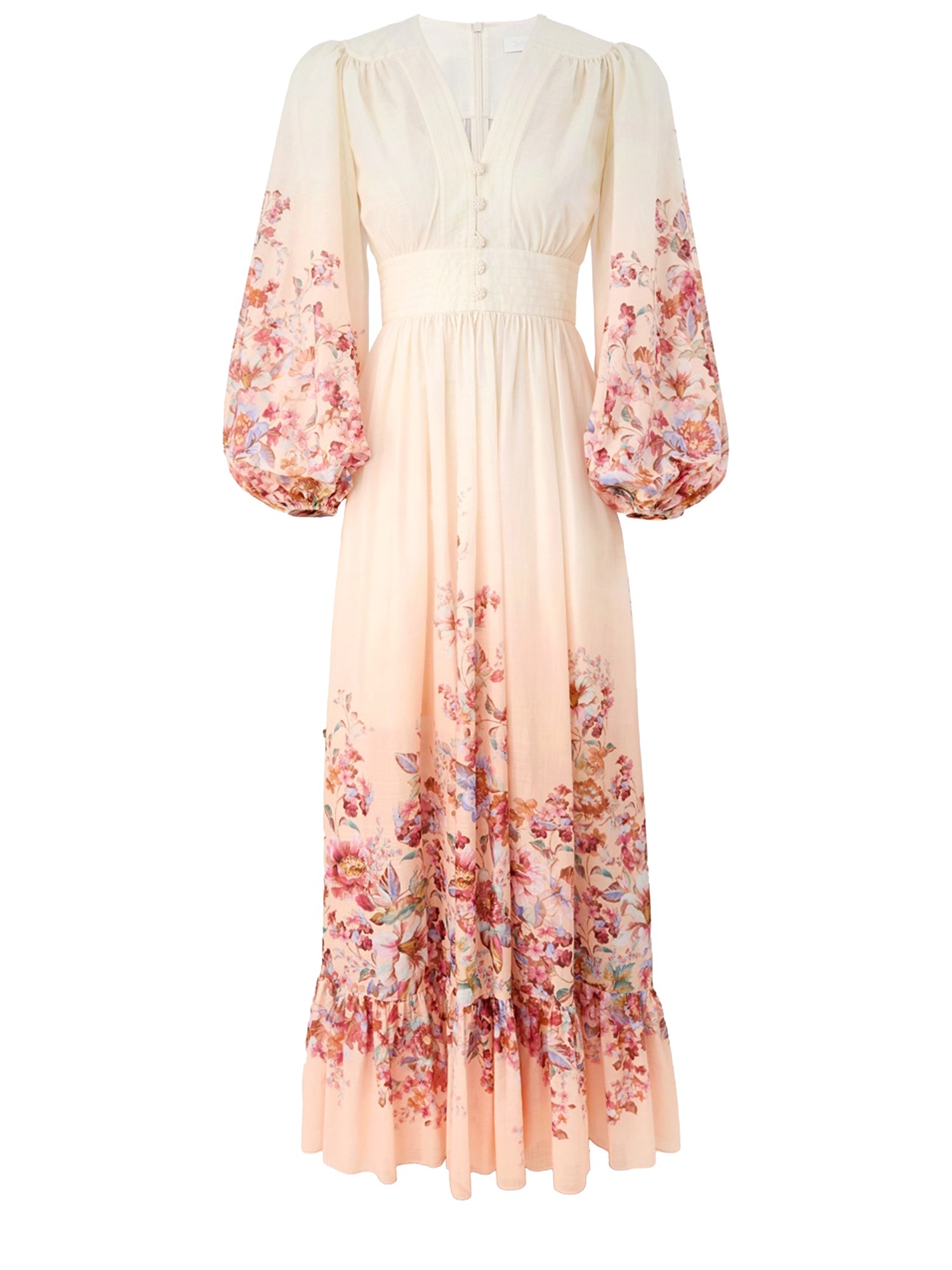 Zimmermann V-neck Long Dress In Neutral
