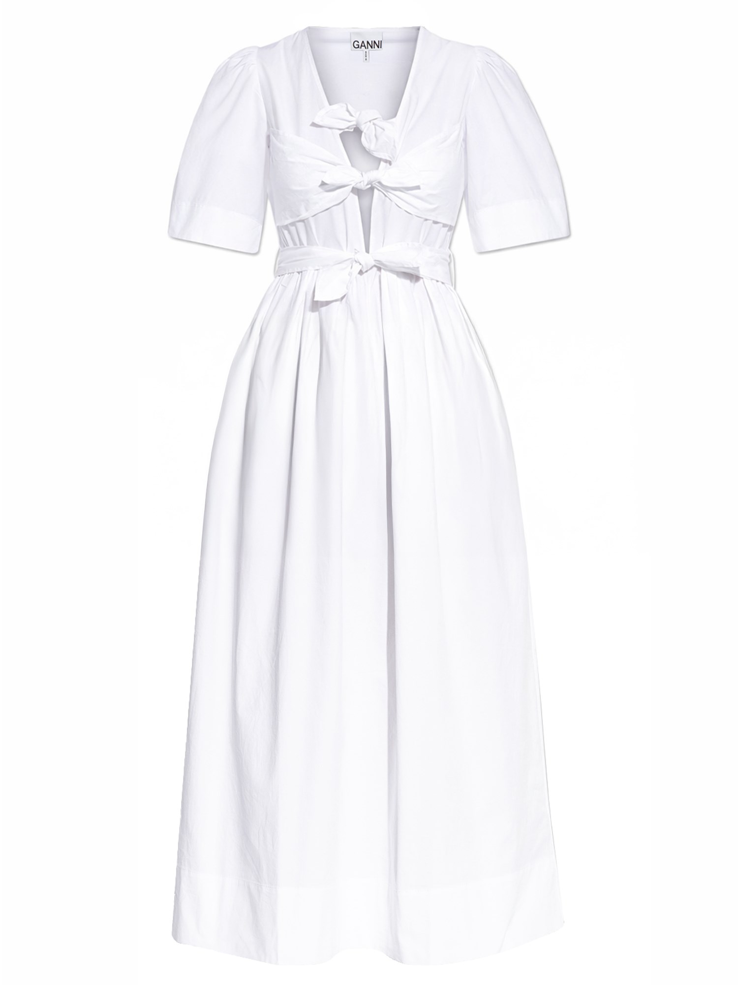 ganni v-neck midi dress