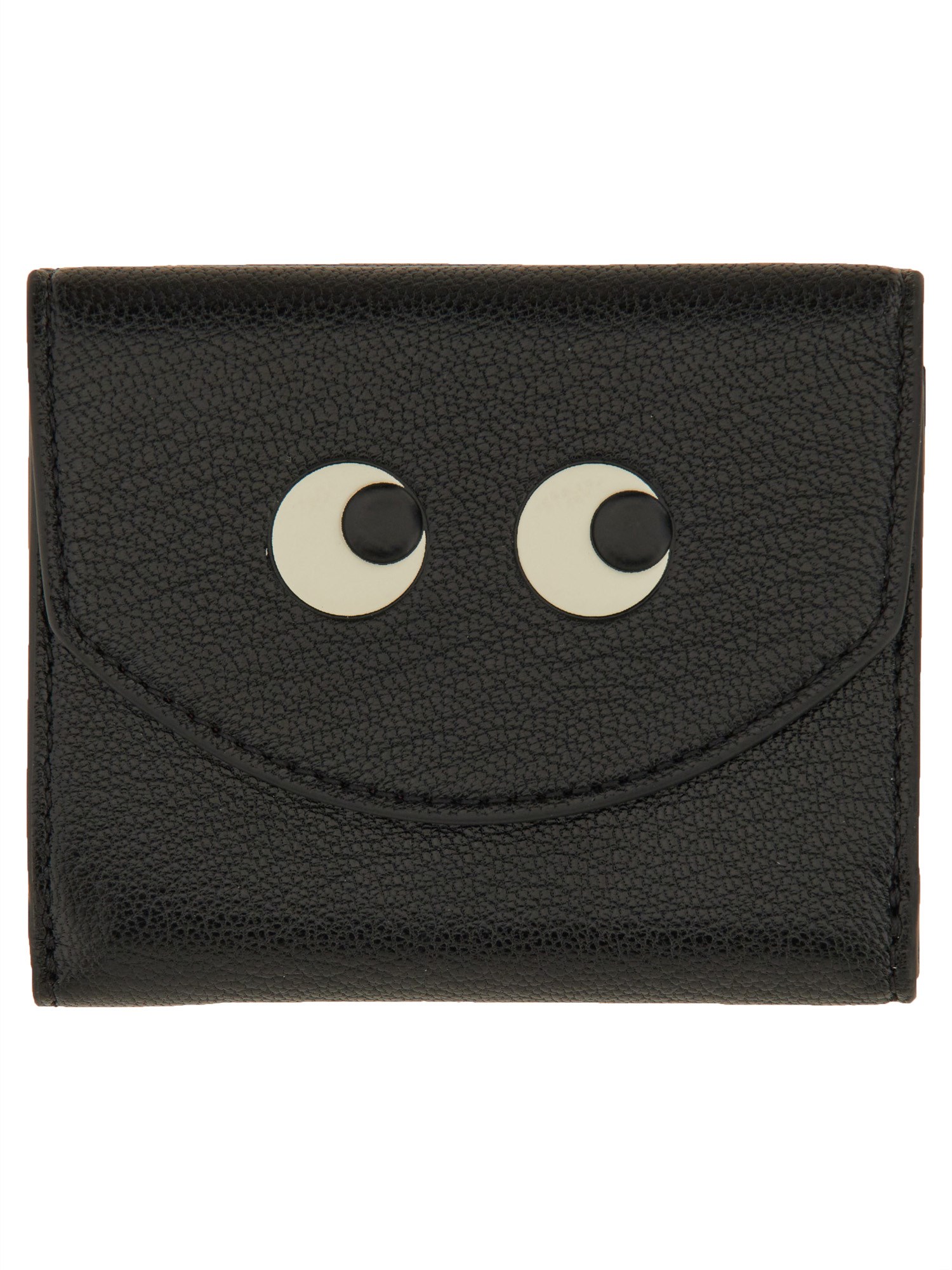 Anya Hindmarch Trifold Mini "eyes" Wallet In Black