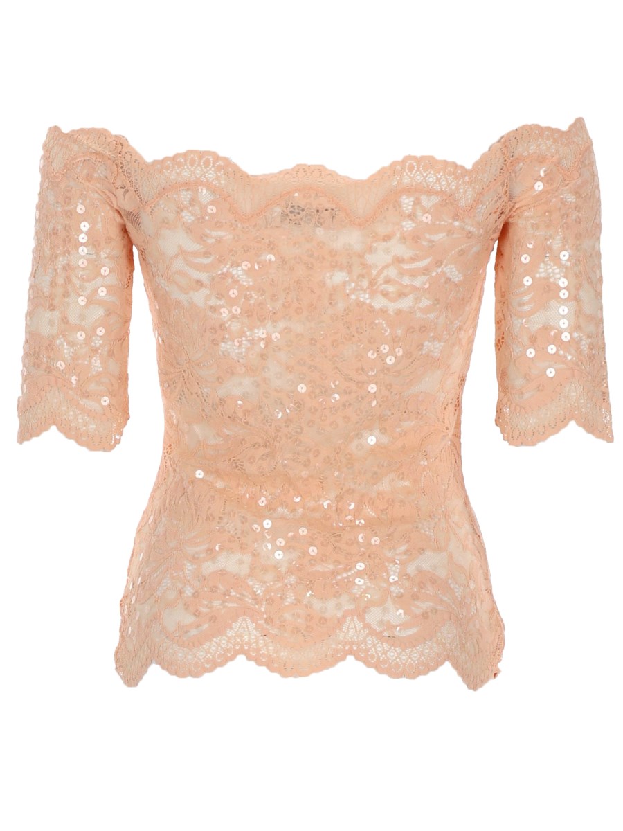 TOP IN PIZZO CON PAILLETTES