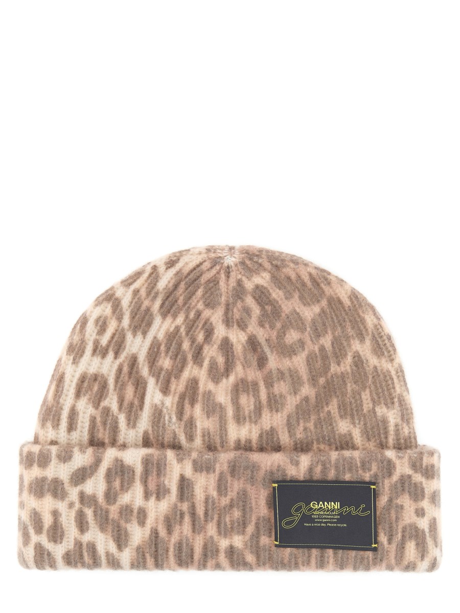 CAPPELLO IN LANA CON MOTIVO LEOPARDATO