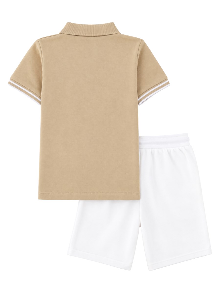 Set polo e shorts con dettaglio a righe