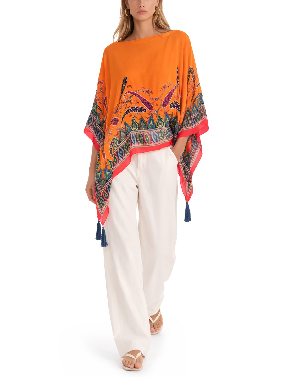 TOP PONCHO CON MOTIVO PAISLEY 