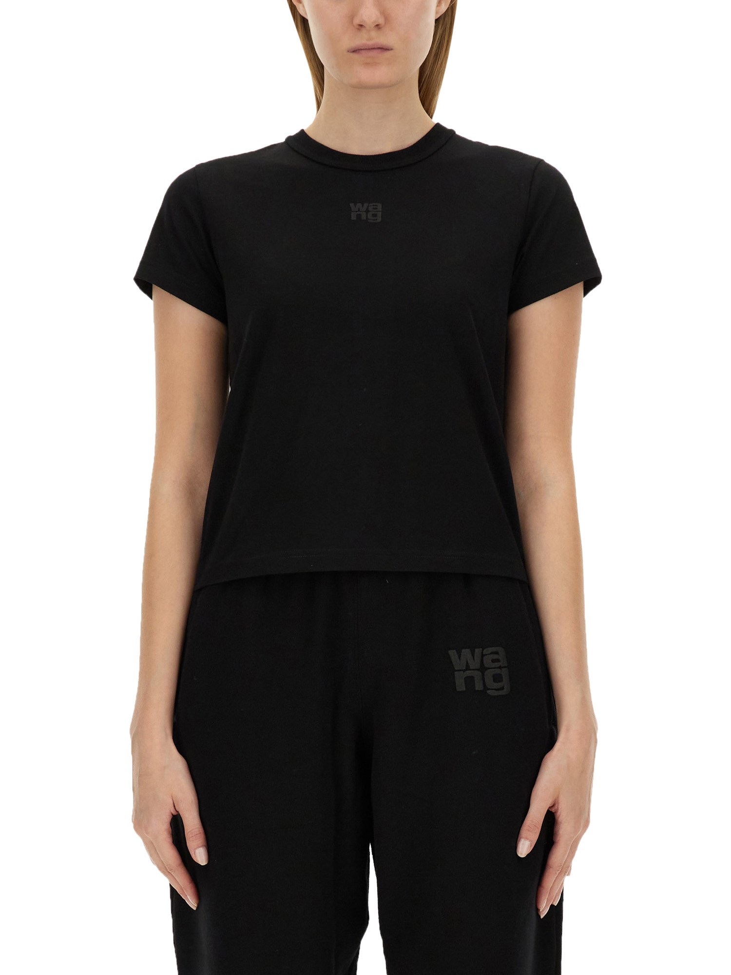Alexander Wang T T By Alexander Wang Essential Shrunk T-shirt In Black