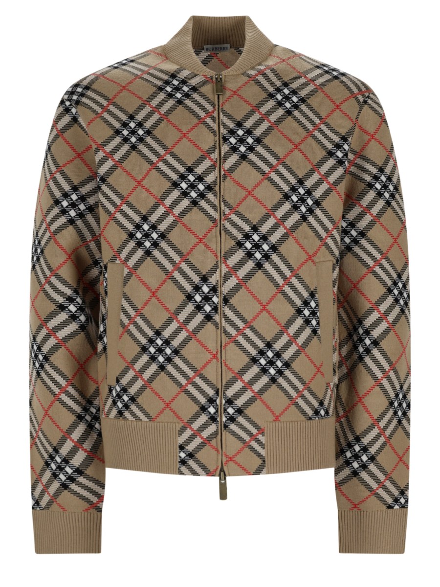 maglia con zip e stampa check