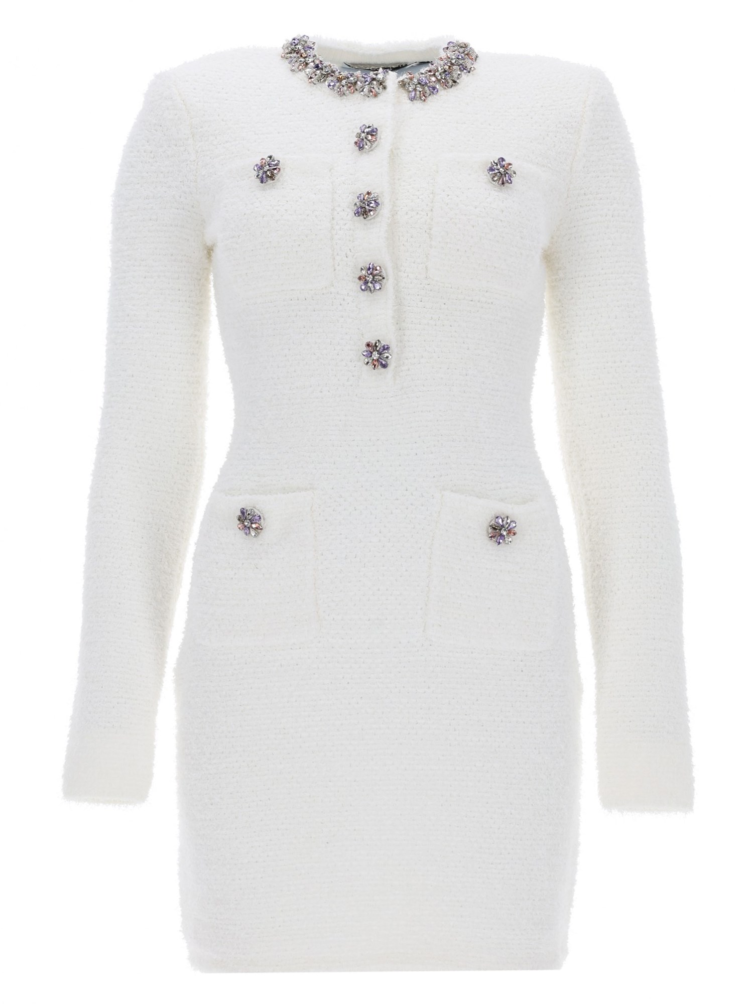 self-portrait mini dress with jewel buttons