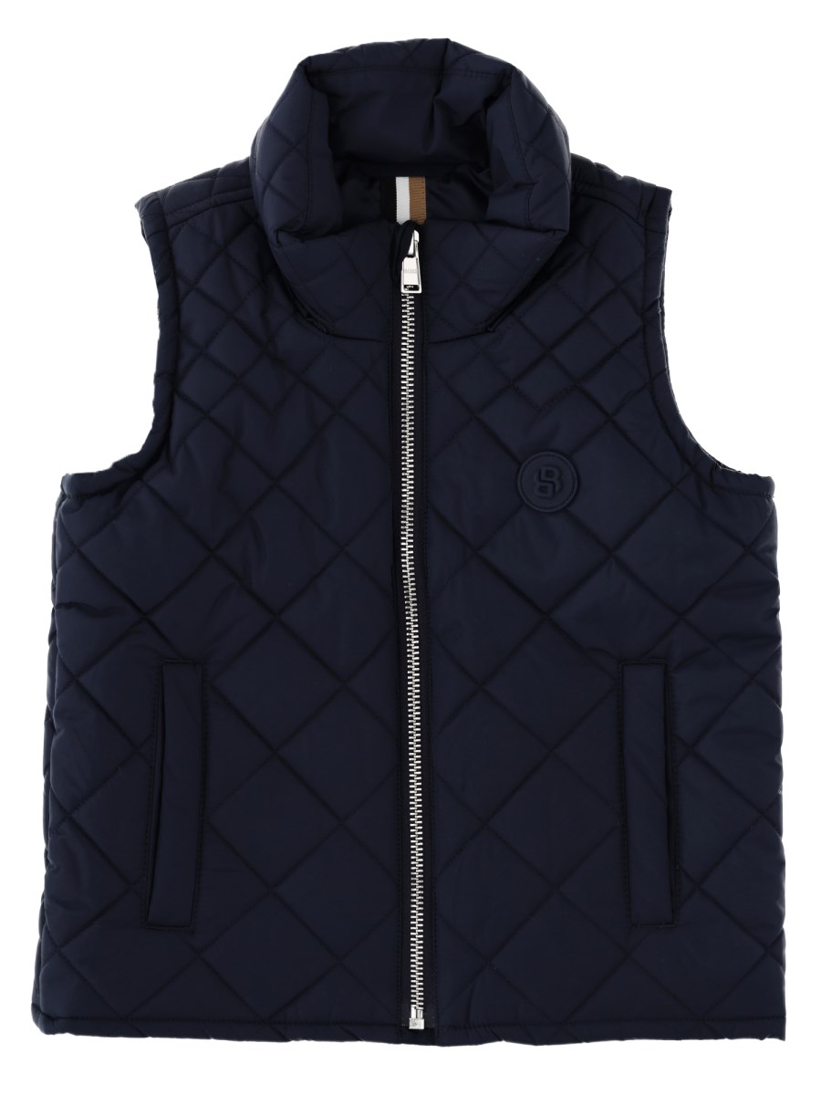 Gilet trapuntato con cappuccio e zip intera