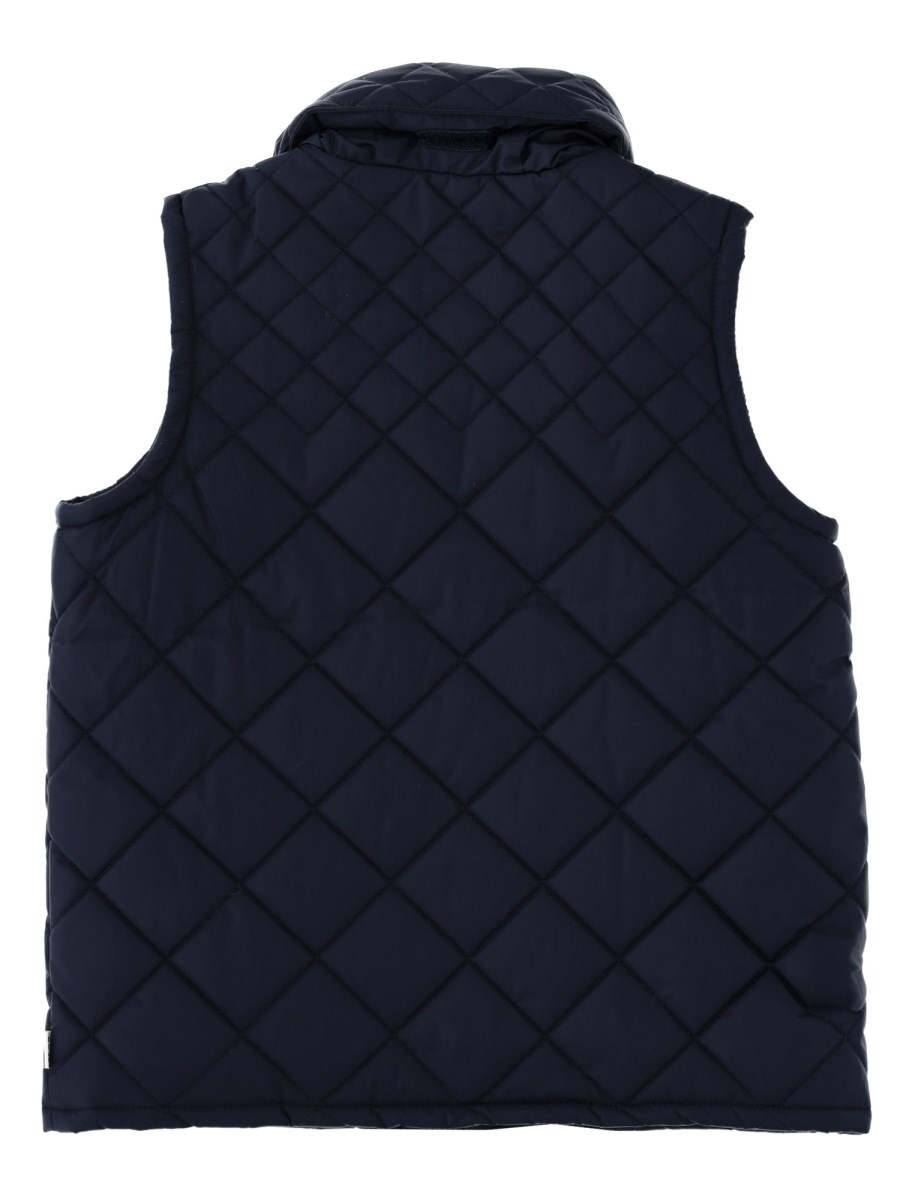 Gilet trapuntato con cappuccio e zip intera