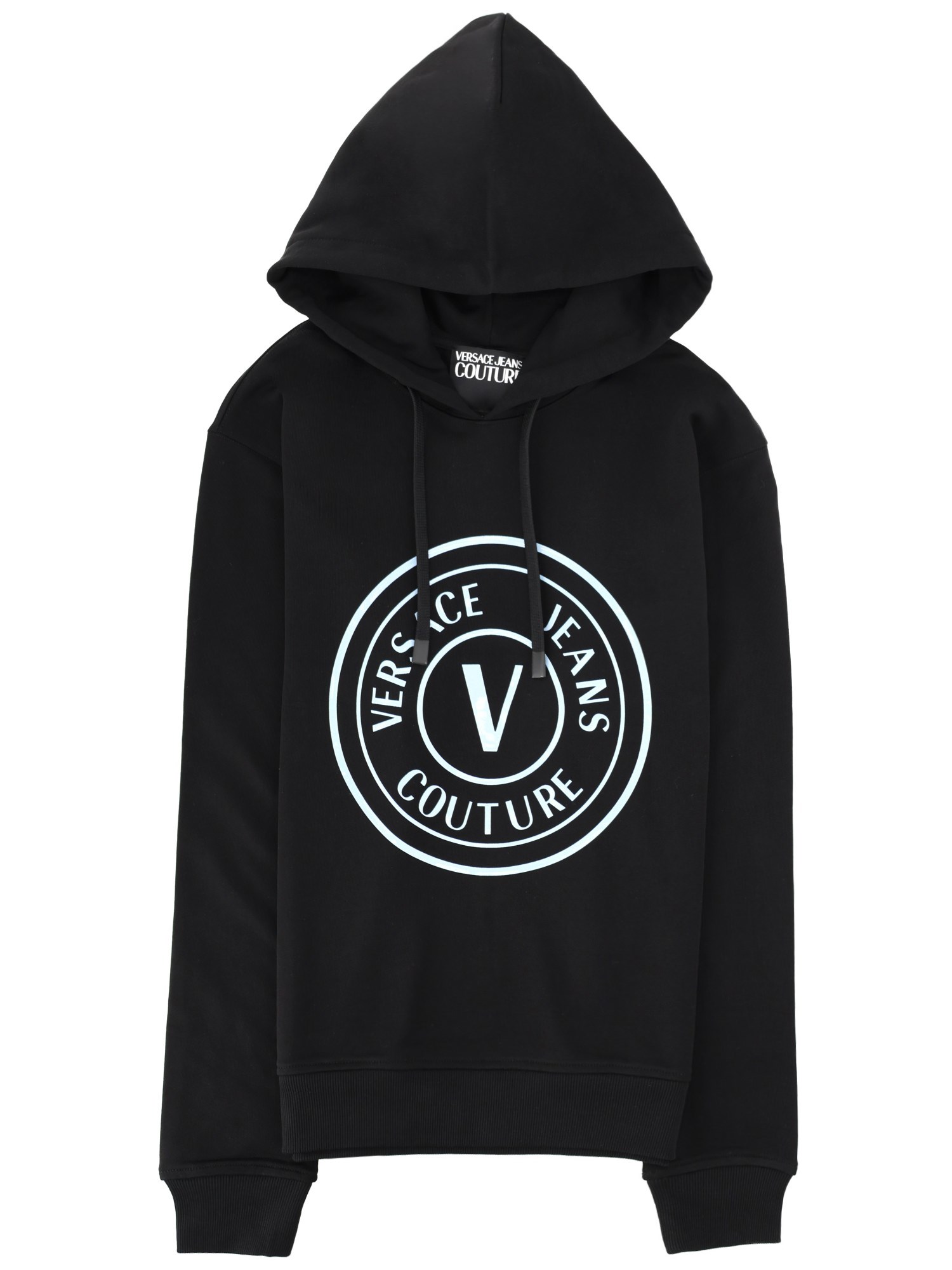 versace jeans couture felpa con logo e cappuccio