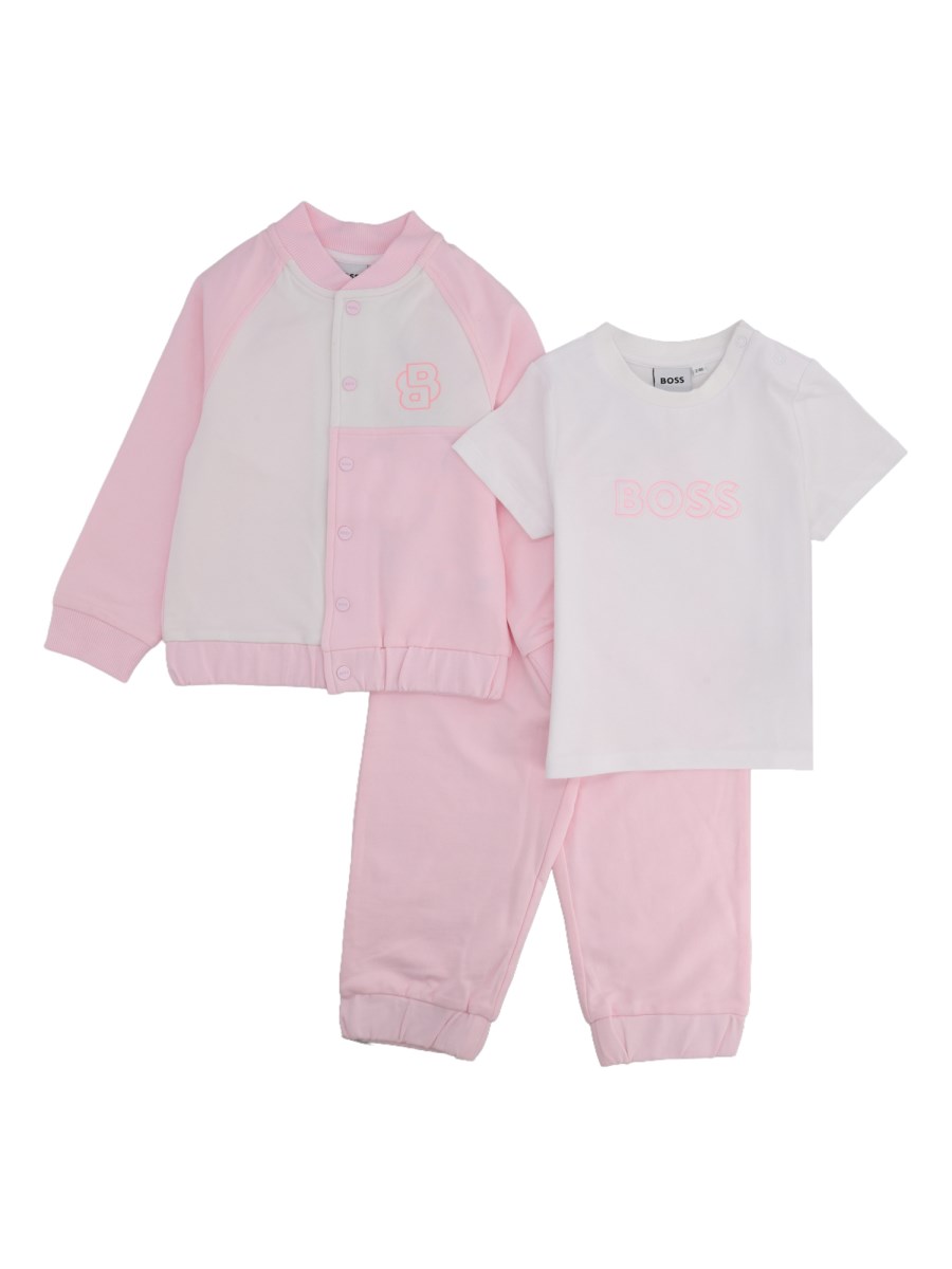 Set tuta sportiva da bambina e t-shirt con monogrammi doppia B
