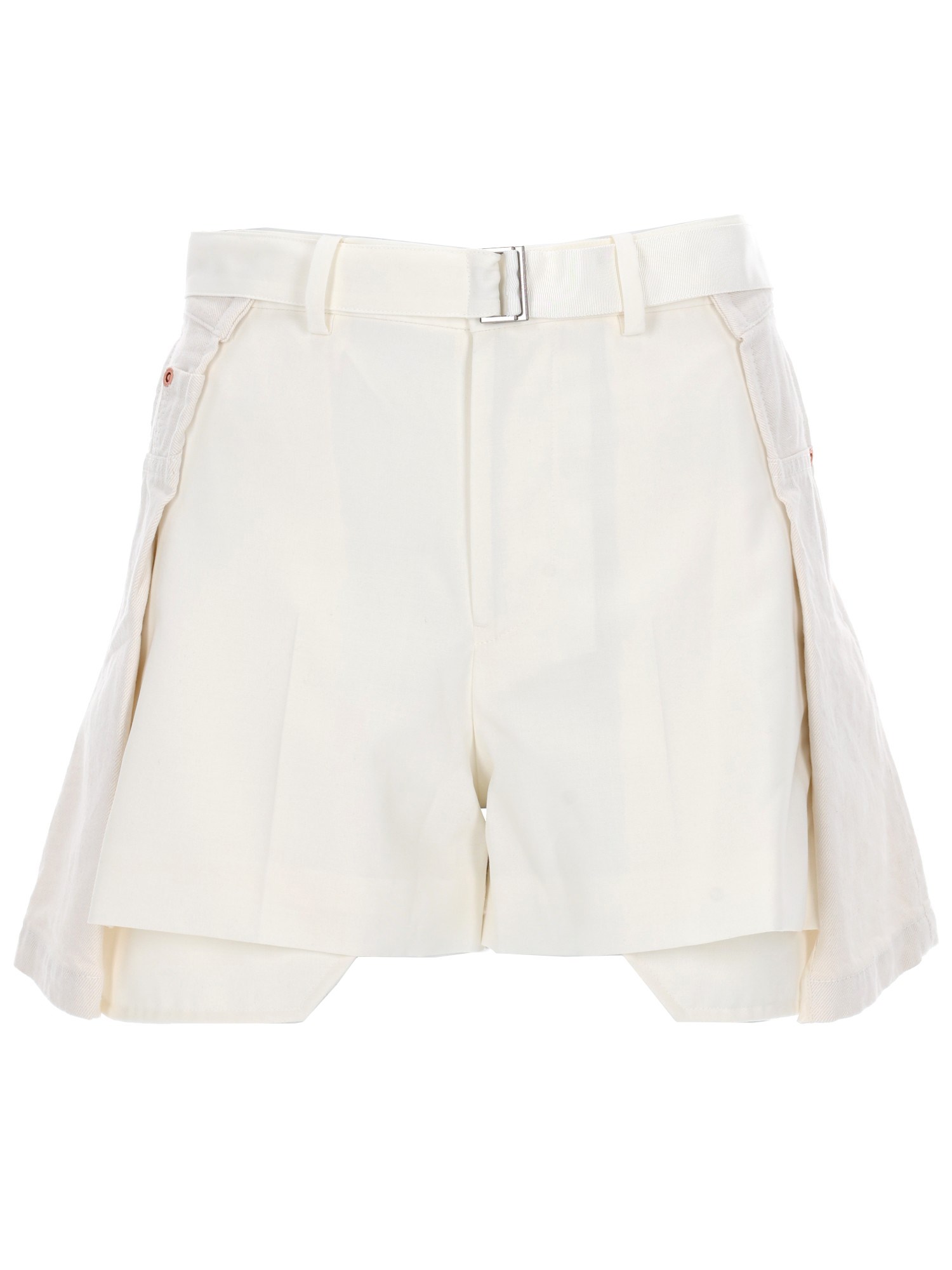 sacai shorts con dettagli in denim