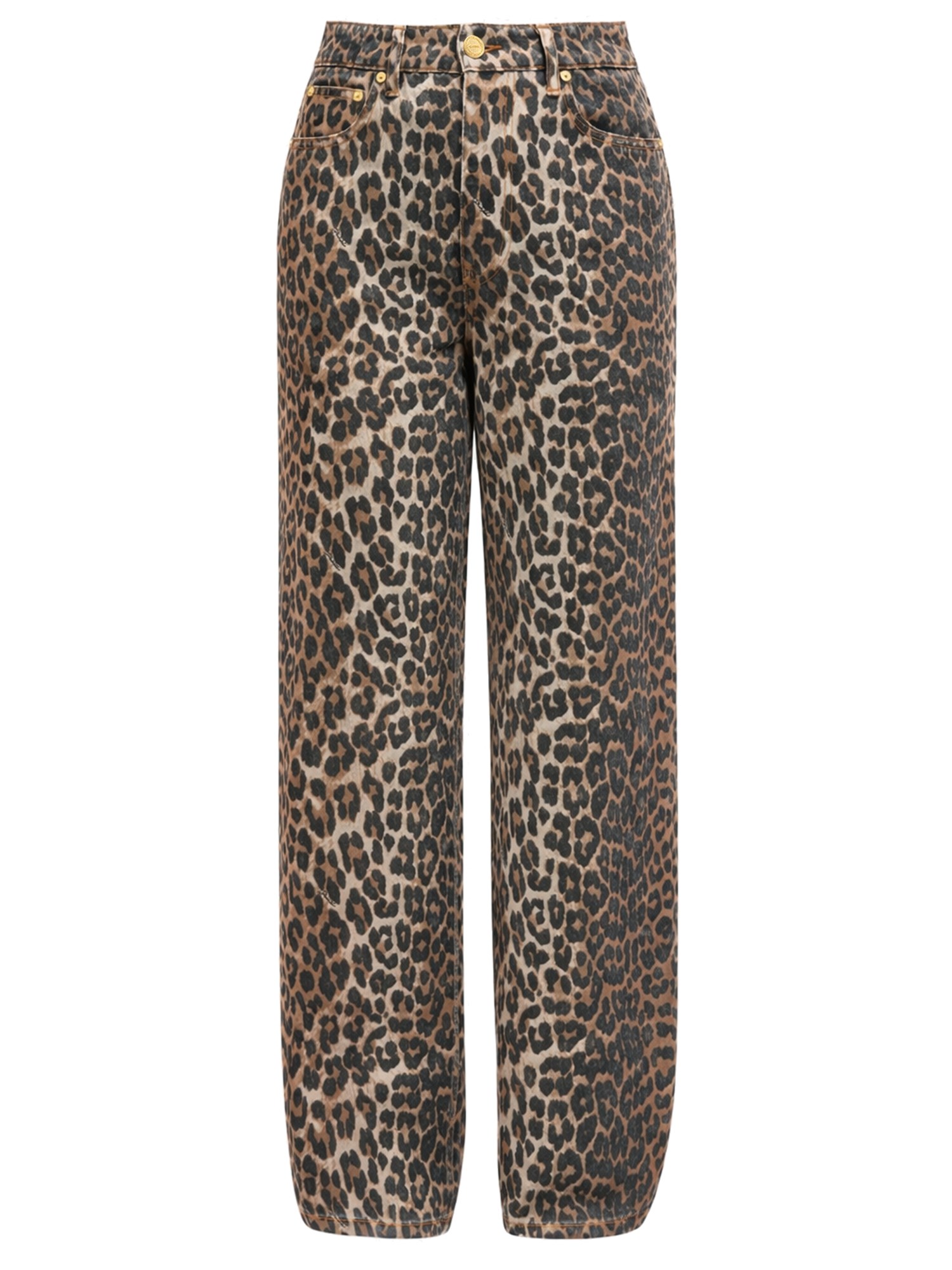 ganni "lari" jeans with leopard print