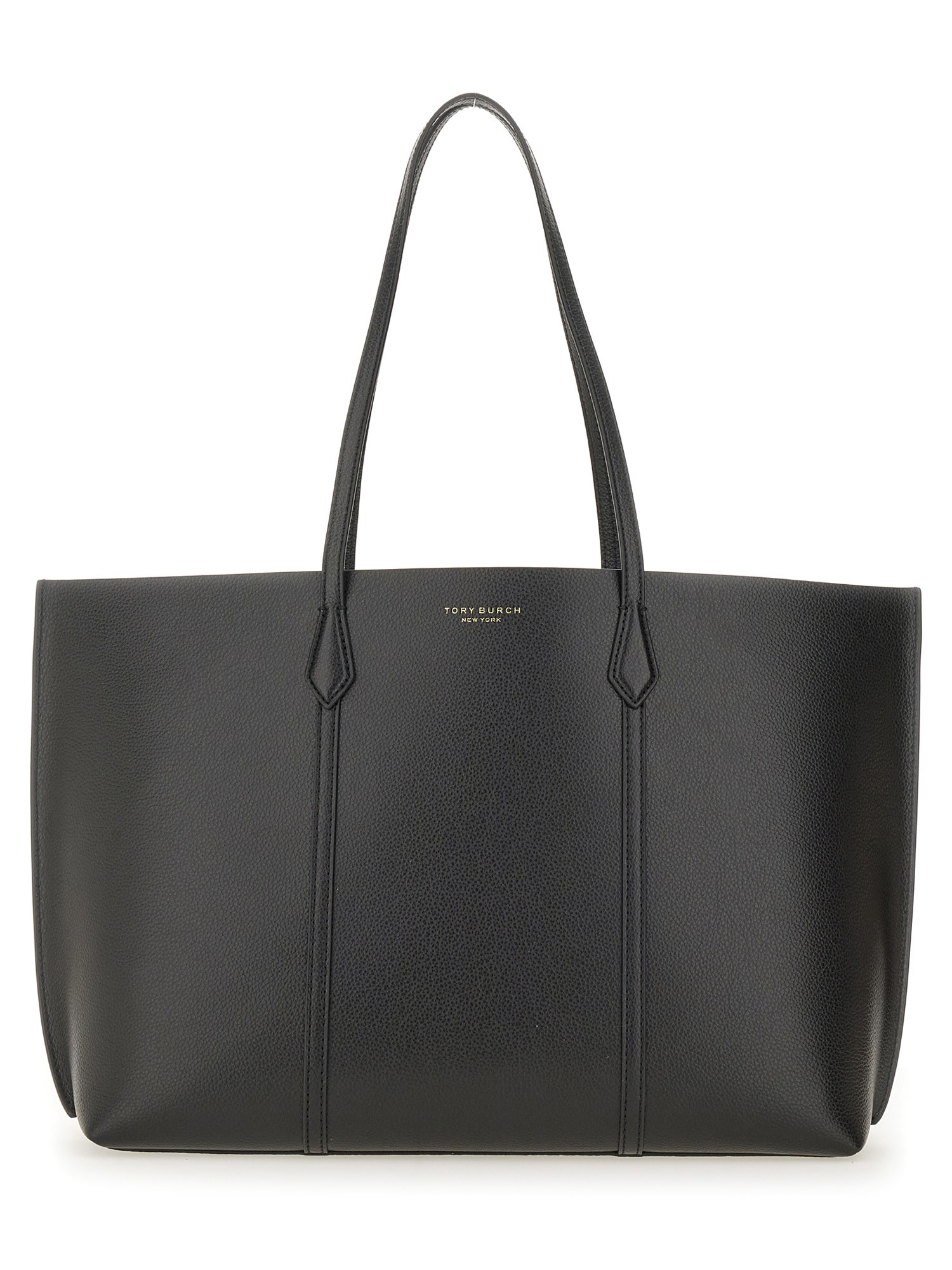 Tory Burch Black Cow Leather Cotton Shoulder Bag In Black