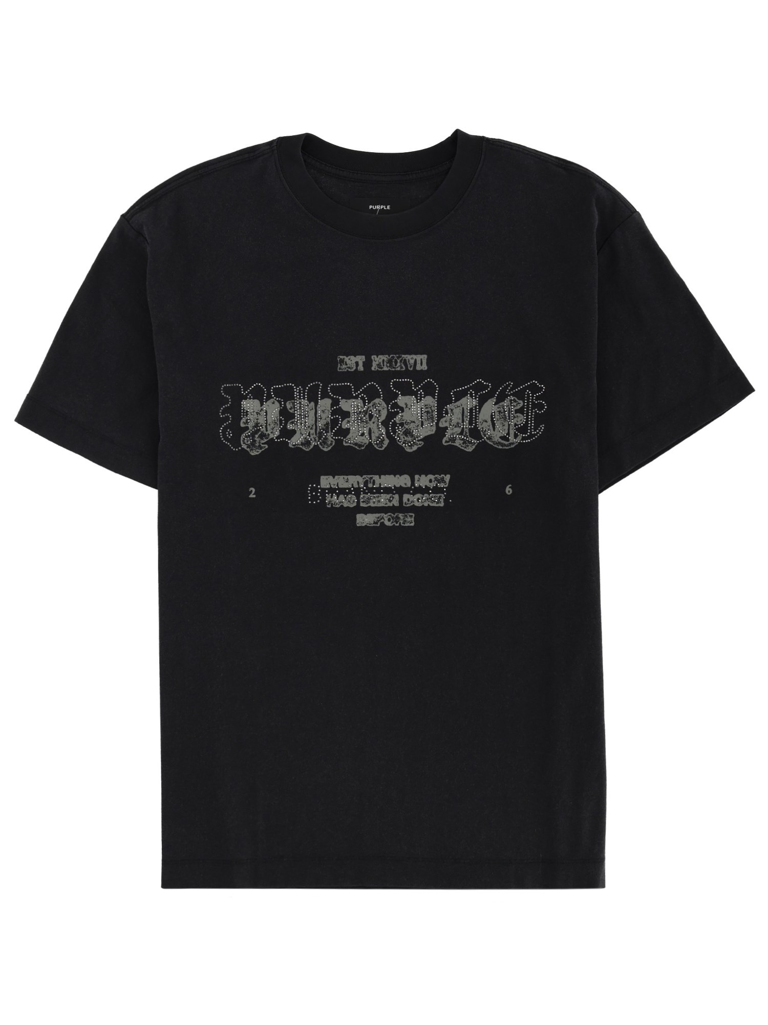 Purple Brand Graphic Print Short Sleeve T-shirt In Black