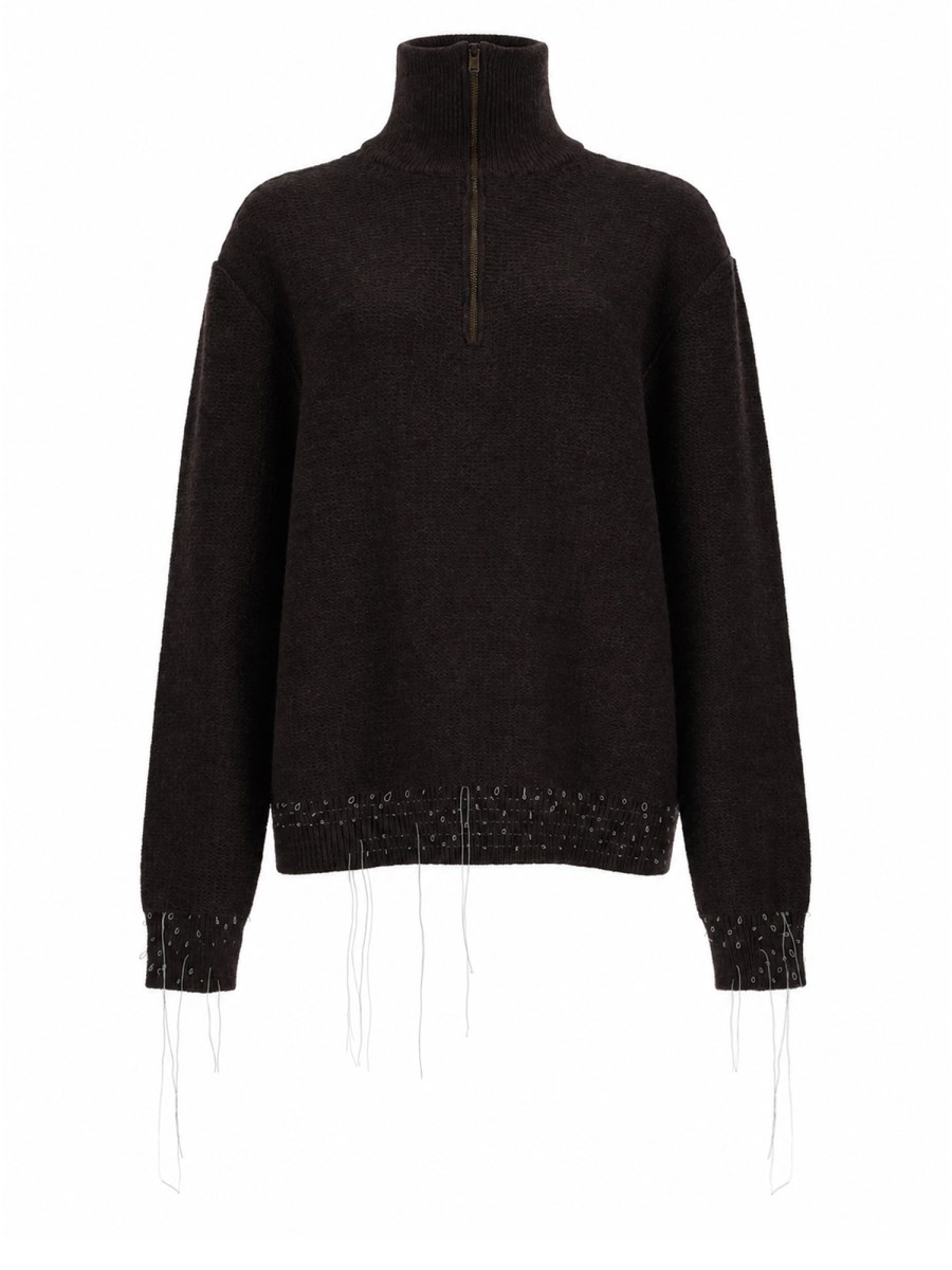 MAGLIA IN LANA CON ZIP A UN QUARTO