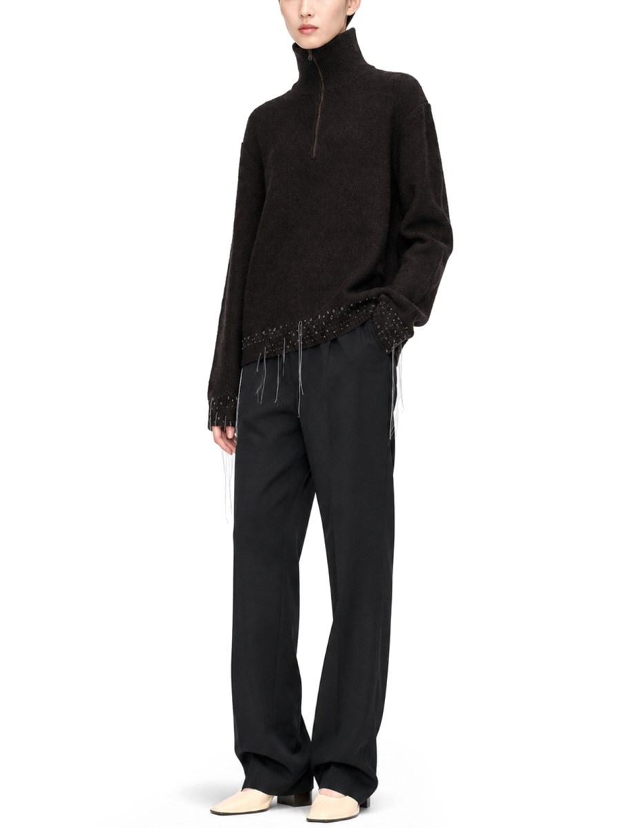 MAGLIA IN LANA CON ZIP A UN QUARTO