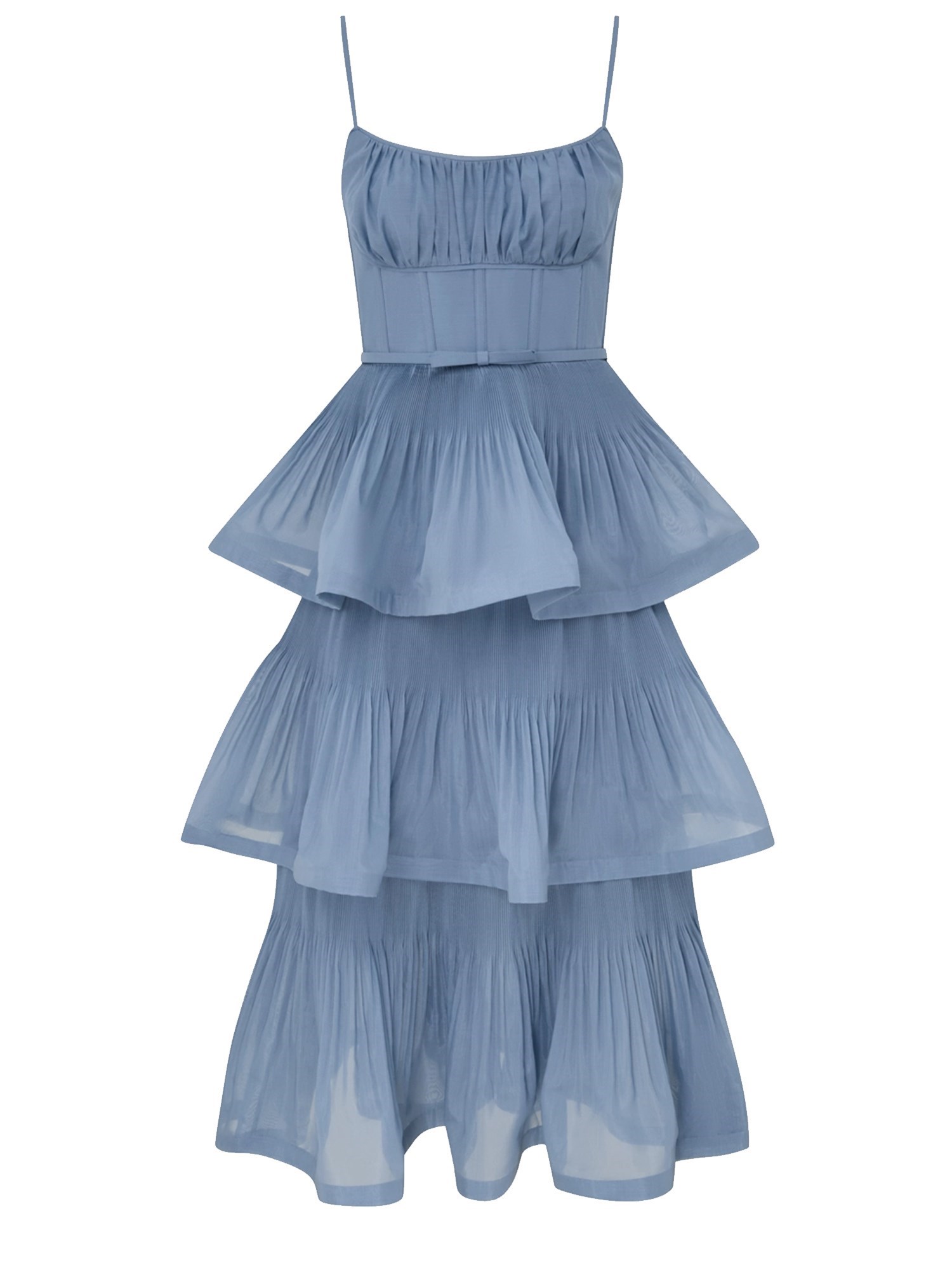 Zimmermann Pleated Midi Dress In Blue