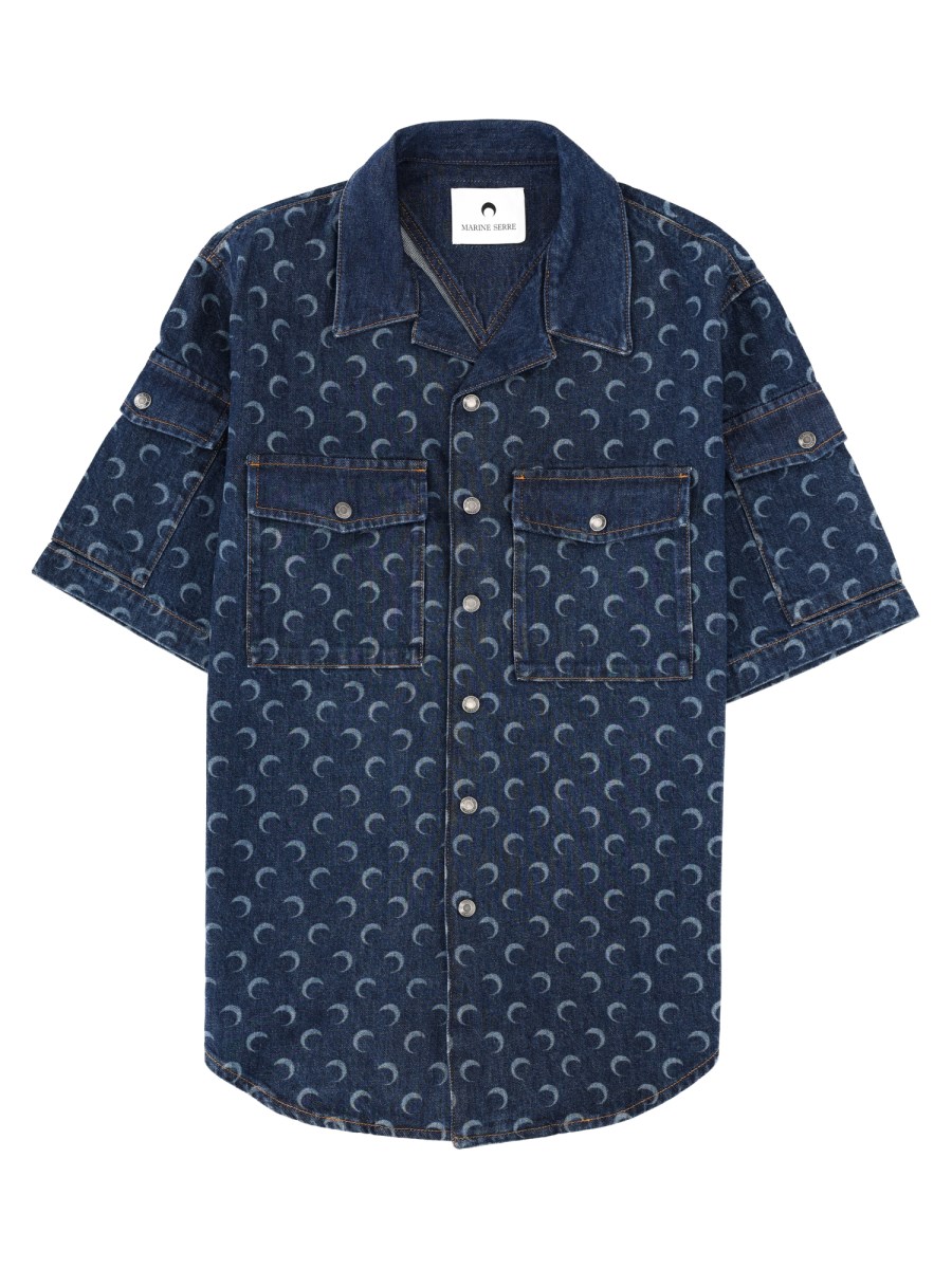 CAMICIA IN DENIM CON STAMPA ALL OVER