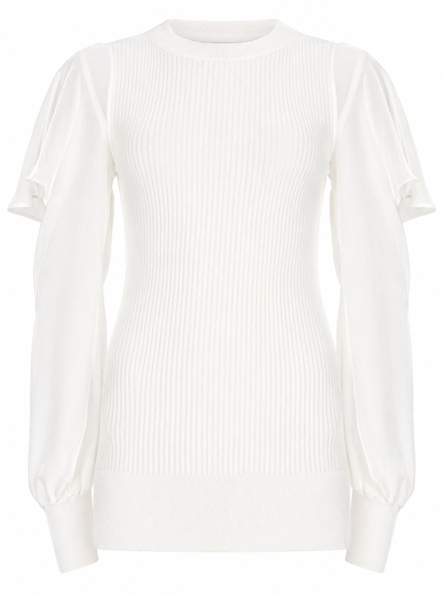 MAGLIA CON MANICHE SEMITRASPARENTI