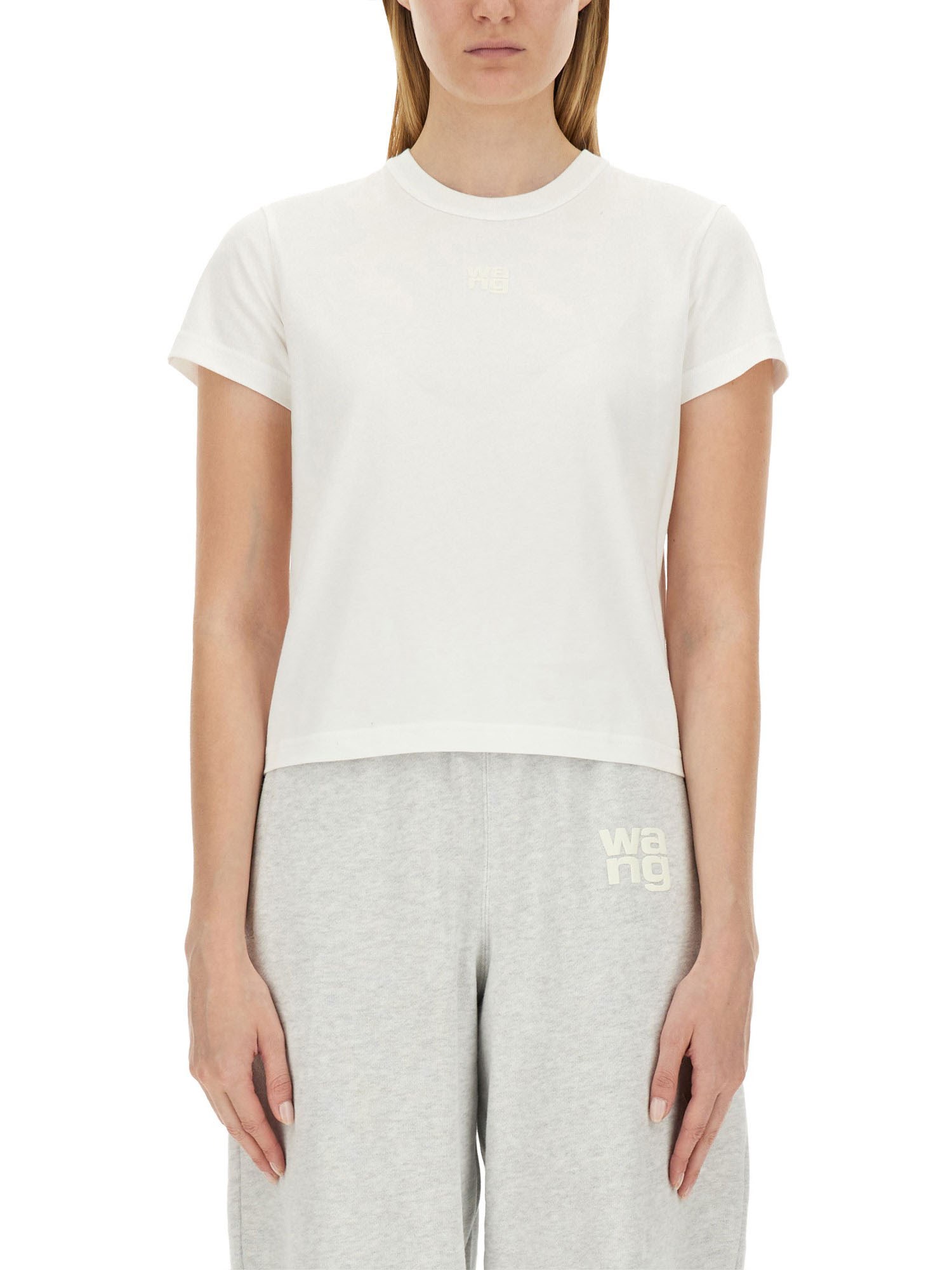 Alexander Wang T T By Alexander Wang Essential Shrunk Tshirt In White