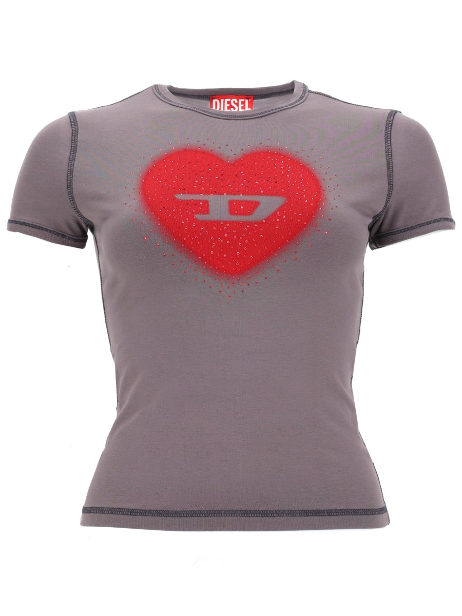 T-SHIRT CON STAMPA A CUORE E BORCHIE
