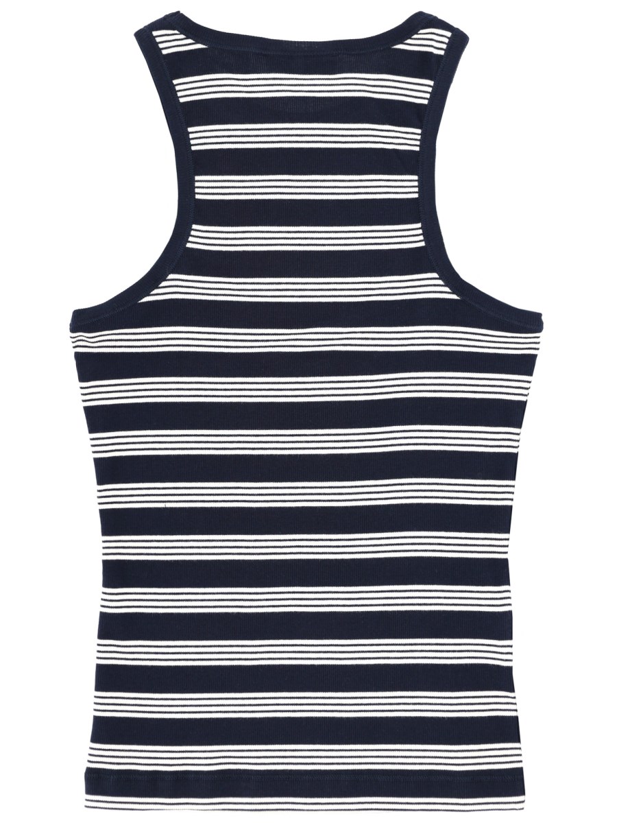 TOP SMANICATO A RIGHE