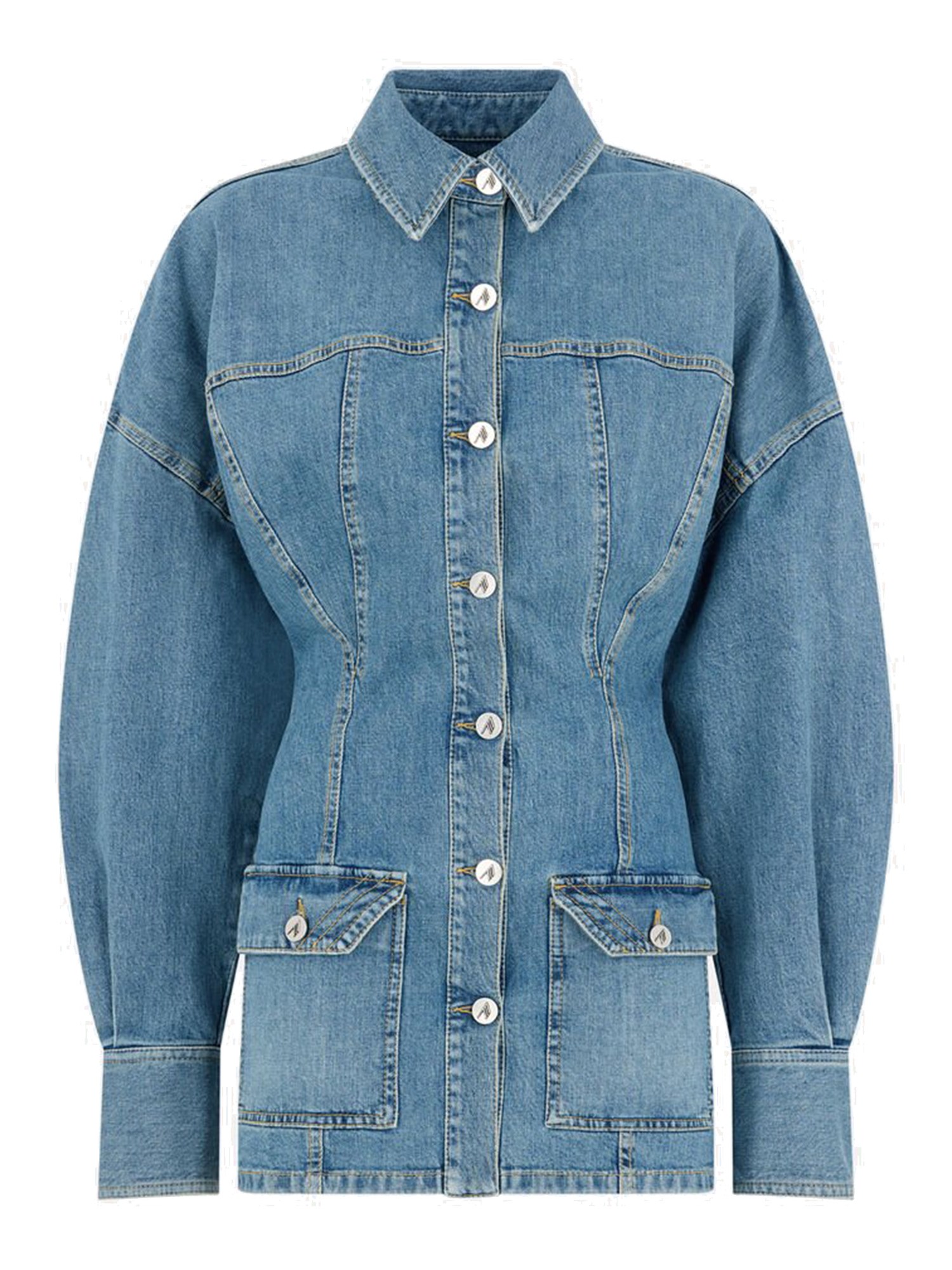 the attico denim mini dress