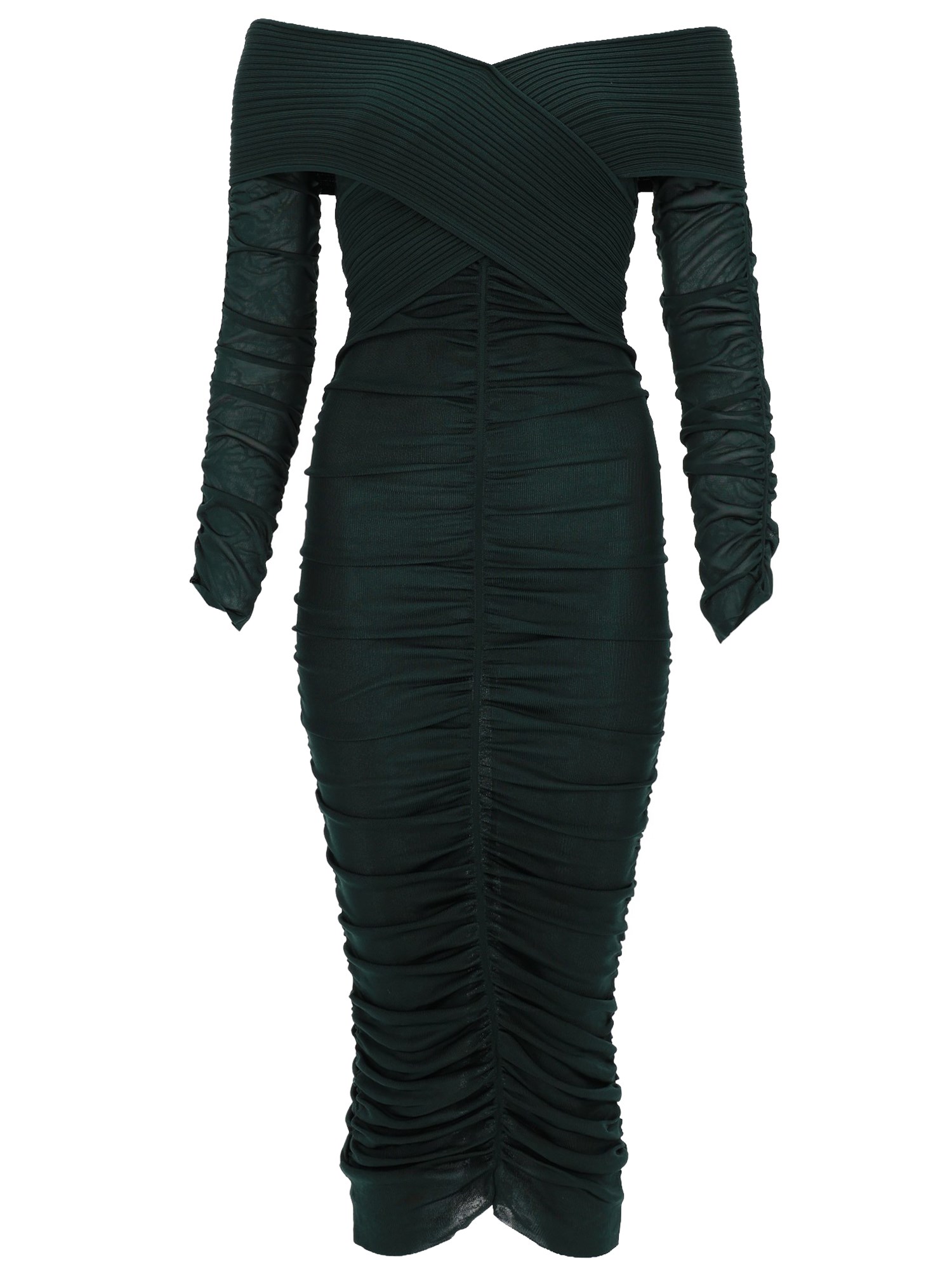 self-portrait viscose gathered midi dress