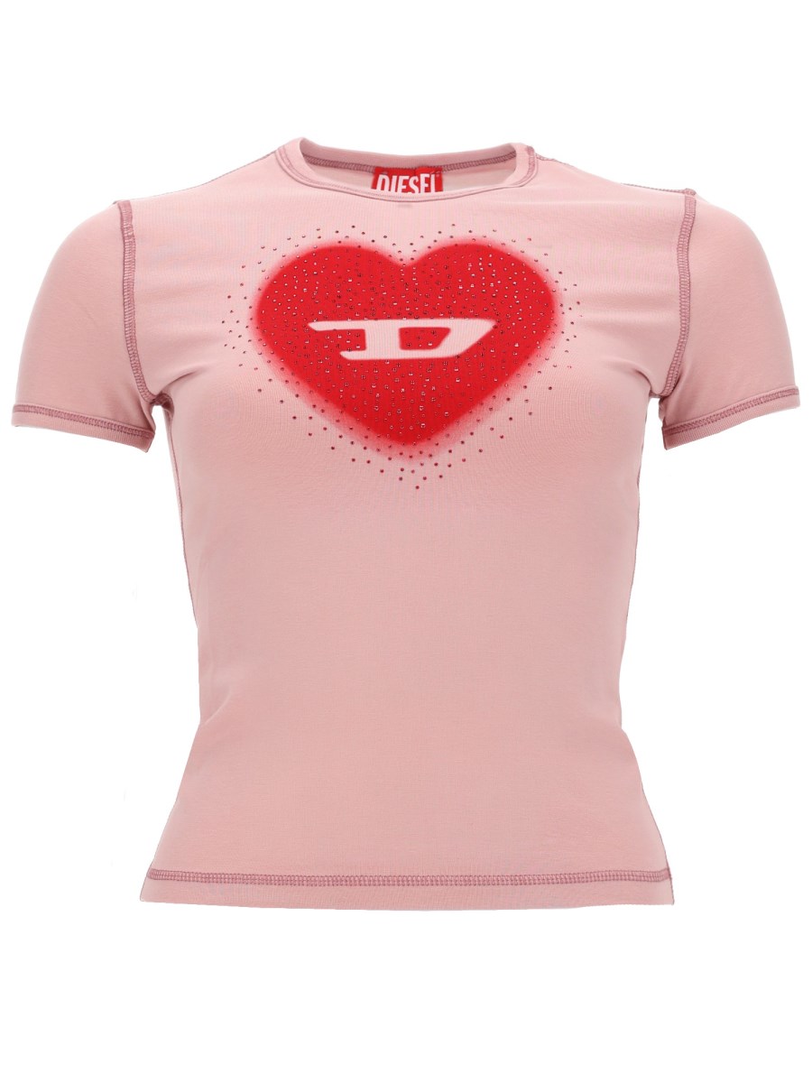 T-SHIRT CON STAMPA A CUORE E BORCHIE