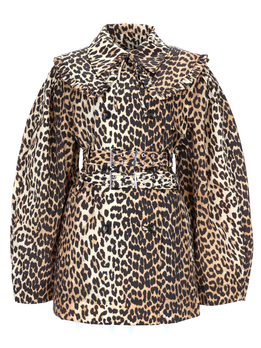 TRENCH CORTO CON STAMPA LEOPARDATA