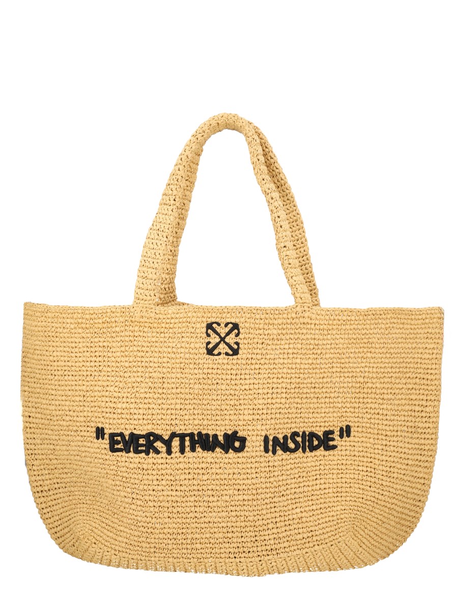 BORSA TOTE IN RAFIA CON RICAMO