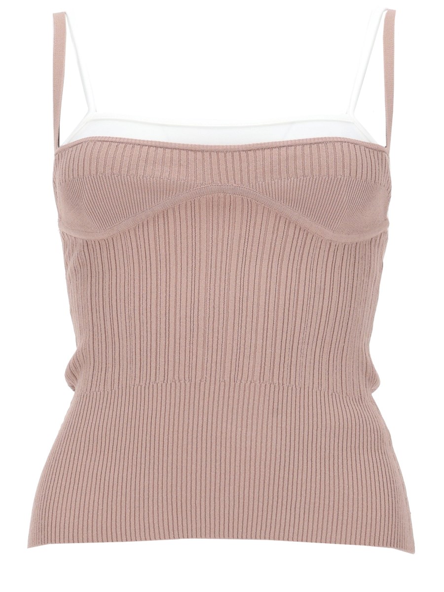 TOP IN MAGLIA CON EFFETTO SOVRAPPOSTO