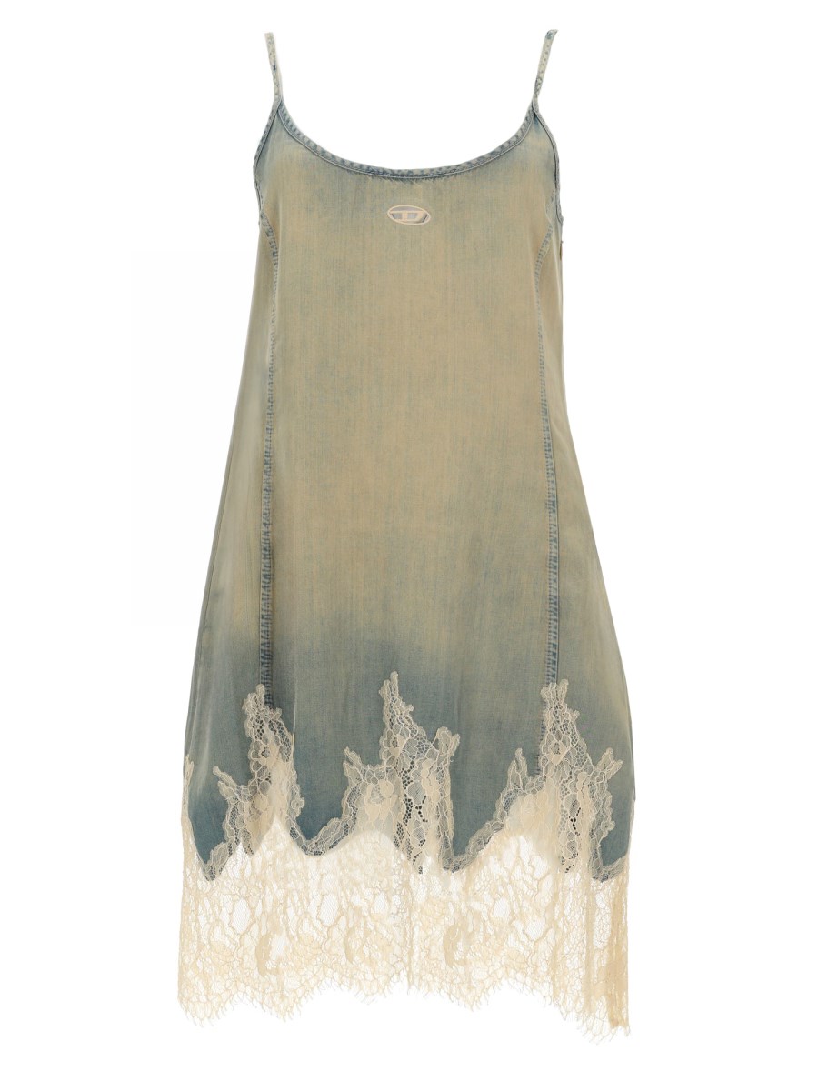 ABITO CORTO IN PIZZO E DENIM