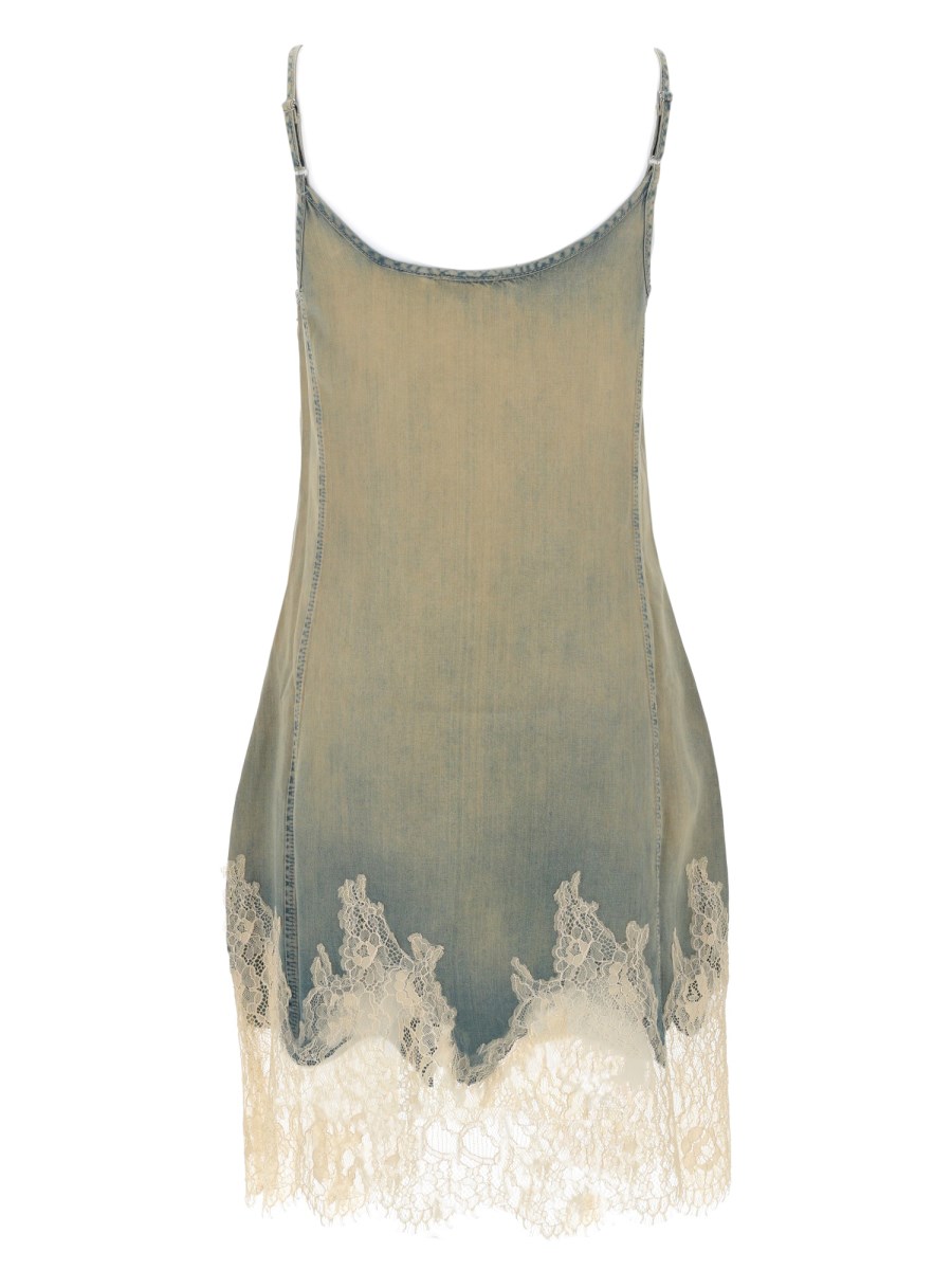 ABITO CORTO IN PIZZO E DENIM