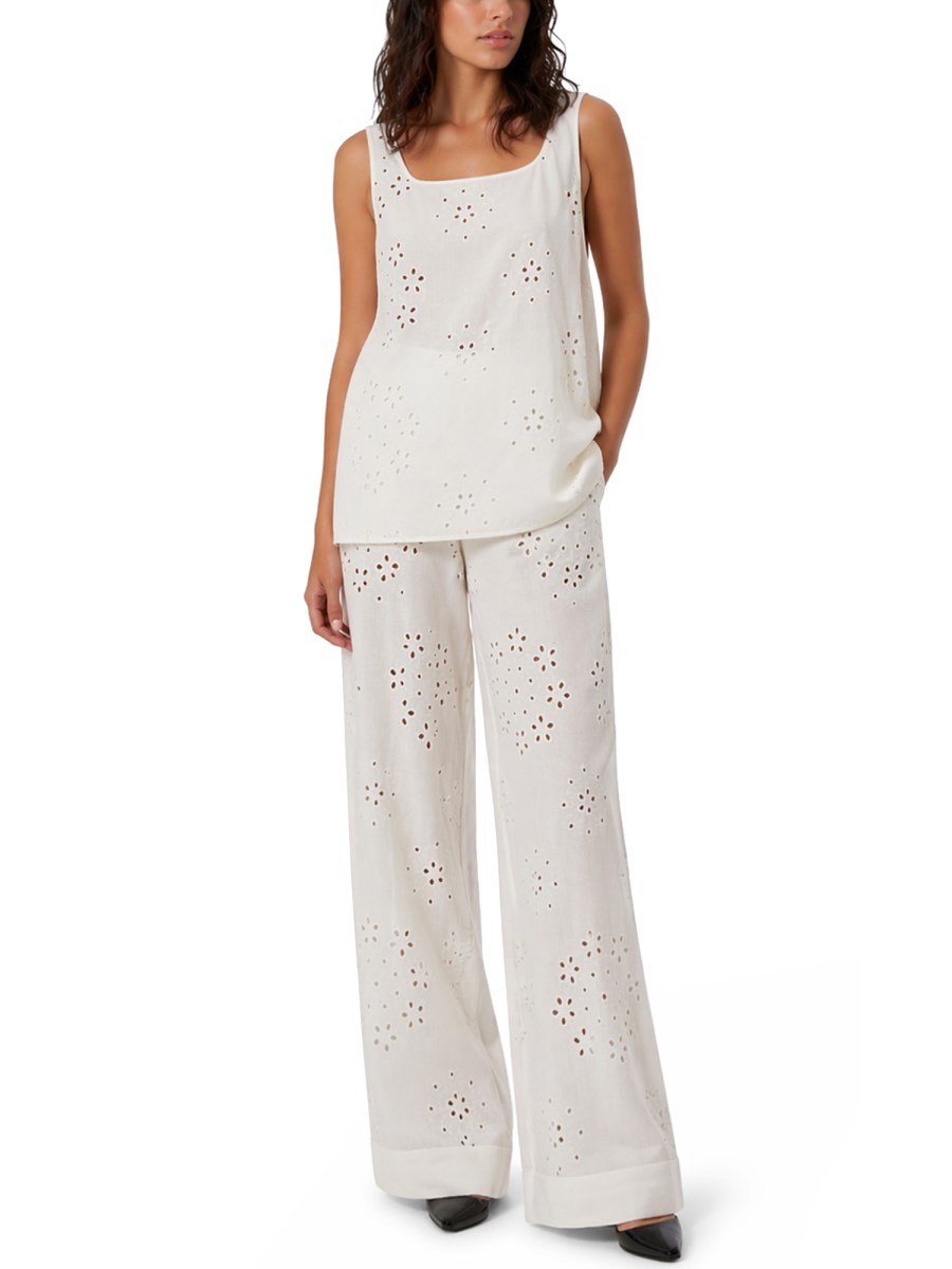 PANTALONE TRAFORATO CON RICAMO SANGALLO