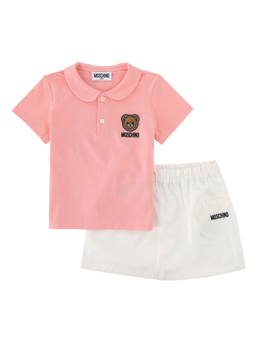 Set da bambina polo e gonna con vita elasticizzata 