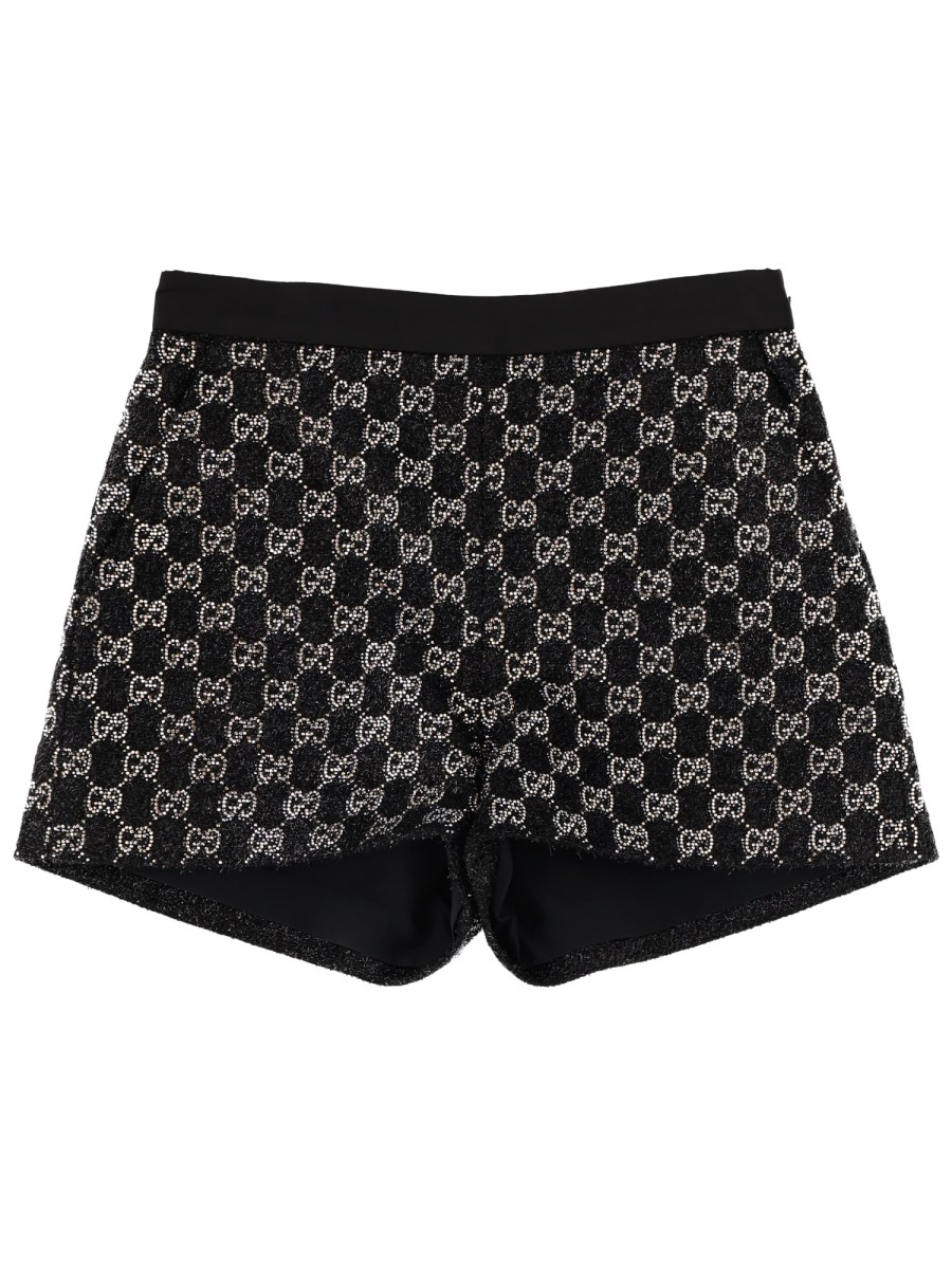 SHORTS GG RICAMATI CON CRISTALLI