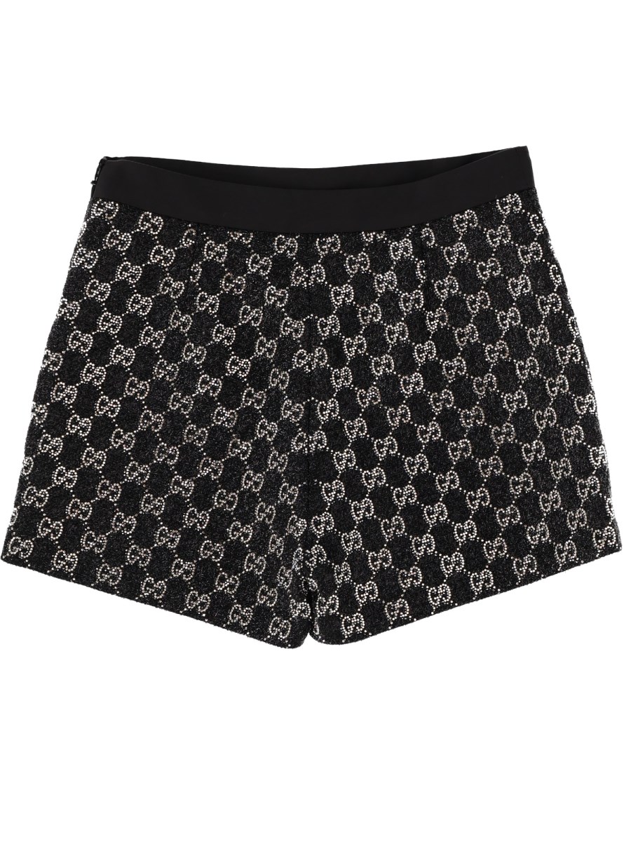 SHORTS GG RICAMATI CON CRISTALLI