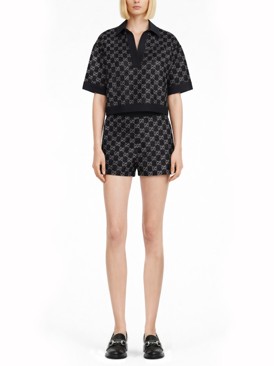 SHORTS GG RICAMATI CON CRISTALLI